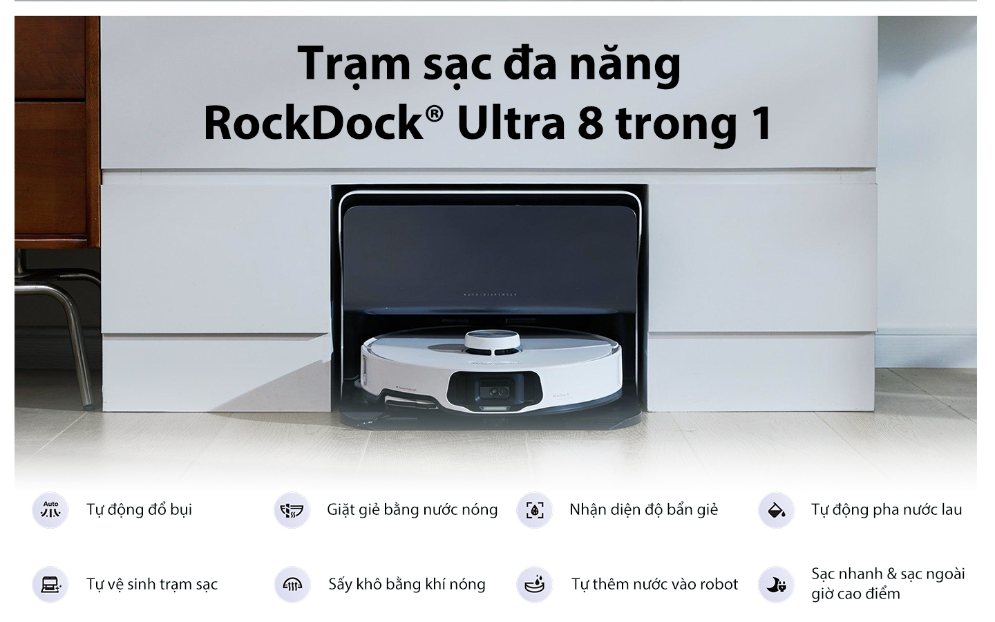 Robot hút bụi lau nhà Roborock S8 MaxV Ultra Auto rockdock ultra 8 trong 1