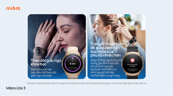 Đồng hồ thông minh Mibro Lite 3 XPAW020 – BH 12 tháng – Chính hãng Đồng hồ thông minh Mibro Lite 3 theo dõi giấc ngủ và chu kỳ kinh nghiệm