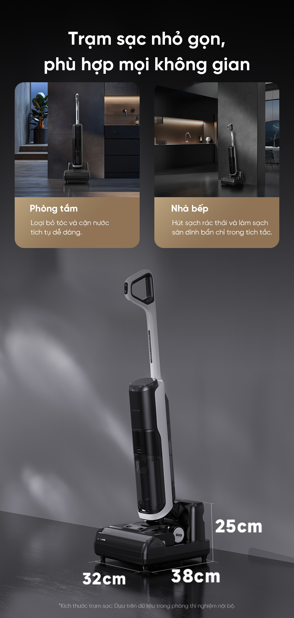 Máy hút bụi lau nhà không dây - Dreame H14 Station 2025 – Cấp xả nước tự động – Chính hãng Máy hút bụi lau nhà không nhà Dreame H14 Station kích thước nhỏ gọn