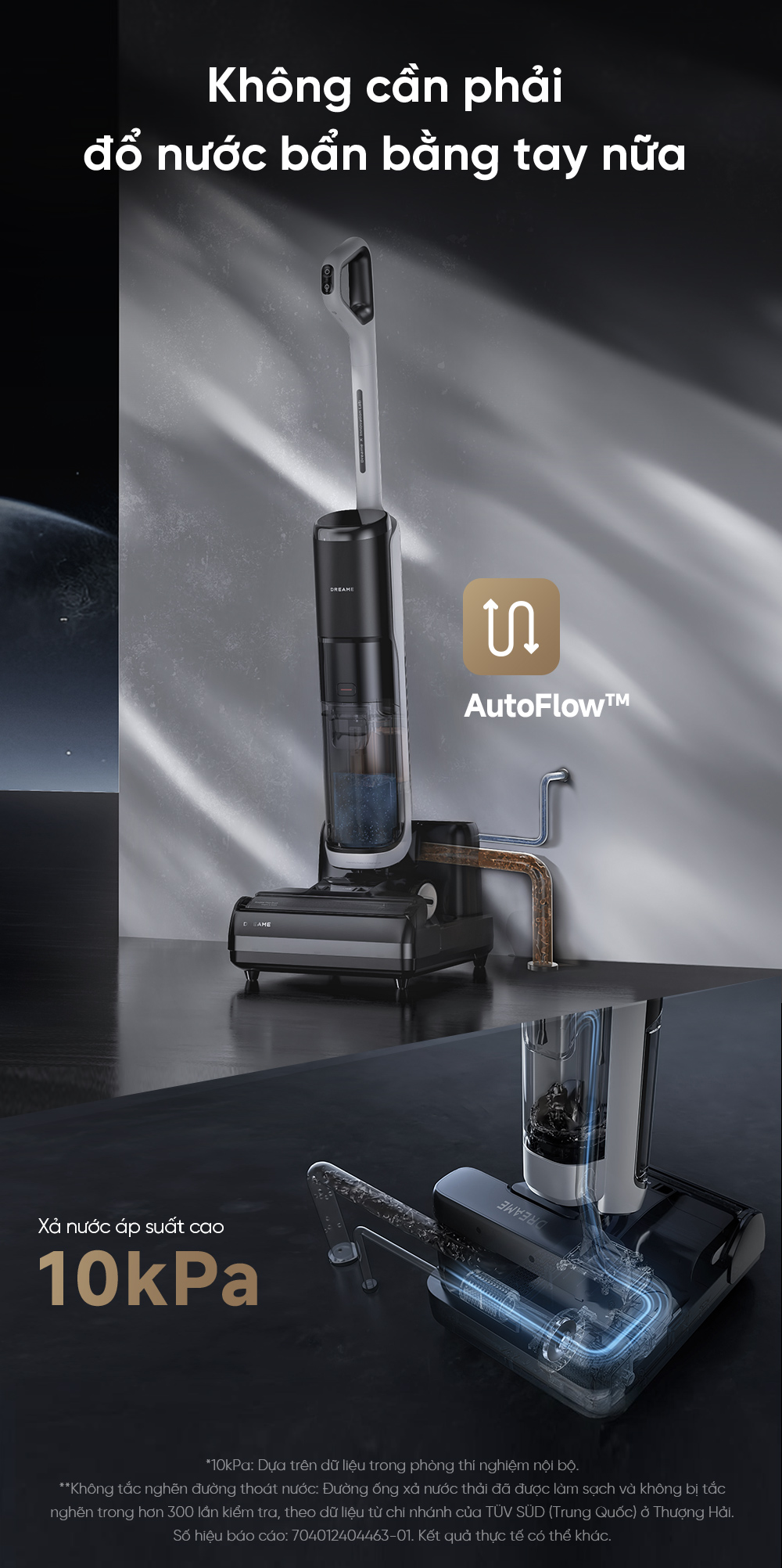 Máy hút bụi lau nhà không dây - Dreame H14 Station 2025 – Cấp xả nước tự động – Chính hãng Máy hút bụi lau nhà không nhà Dreame H14 Station autoflow