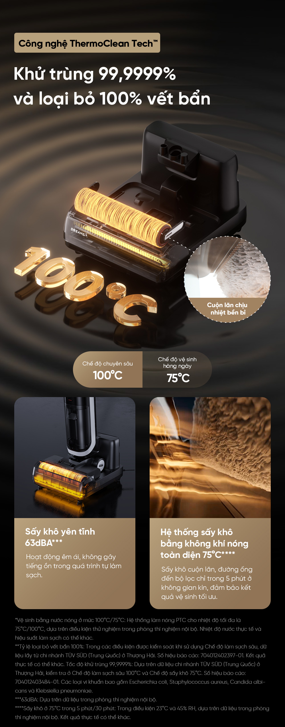 Máy hút bụi lau nhà không nhà Dreame H14 Station thermotech