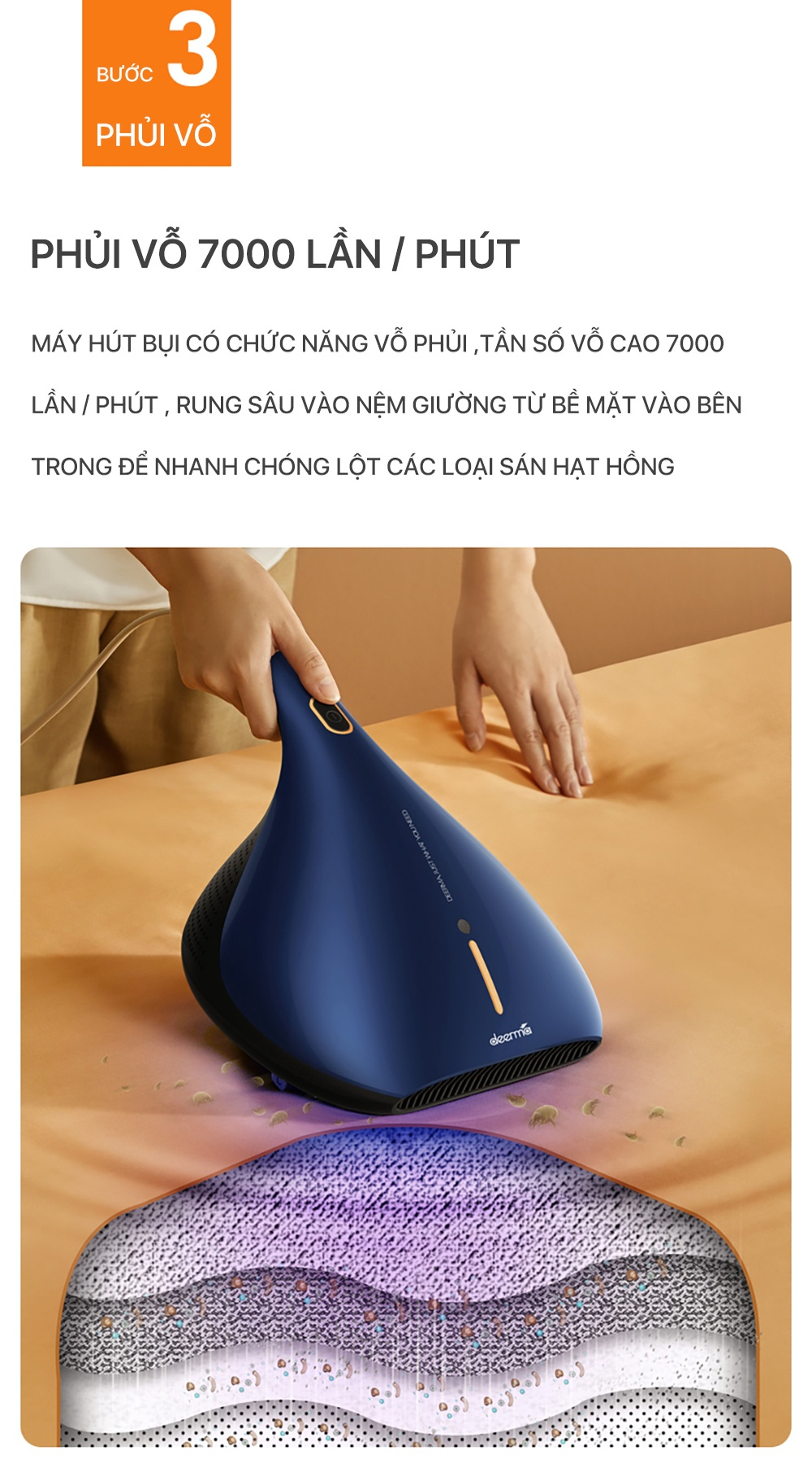 Máy hút bụi đệm giường Deerma CM818 - Chính hãng