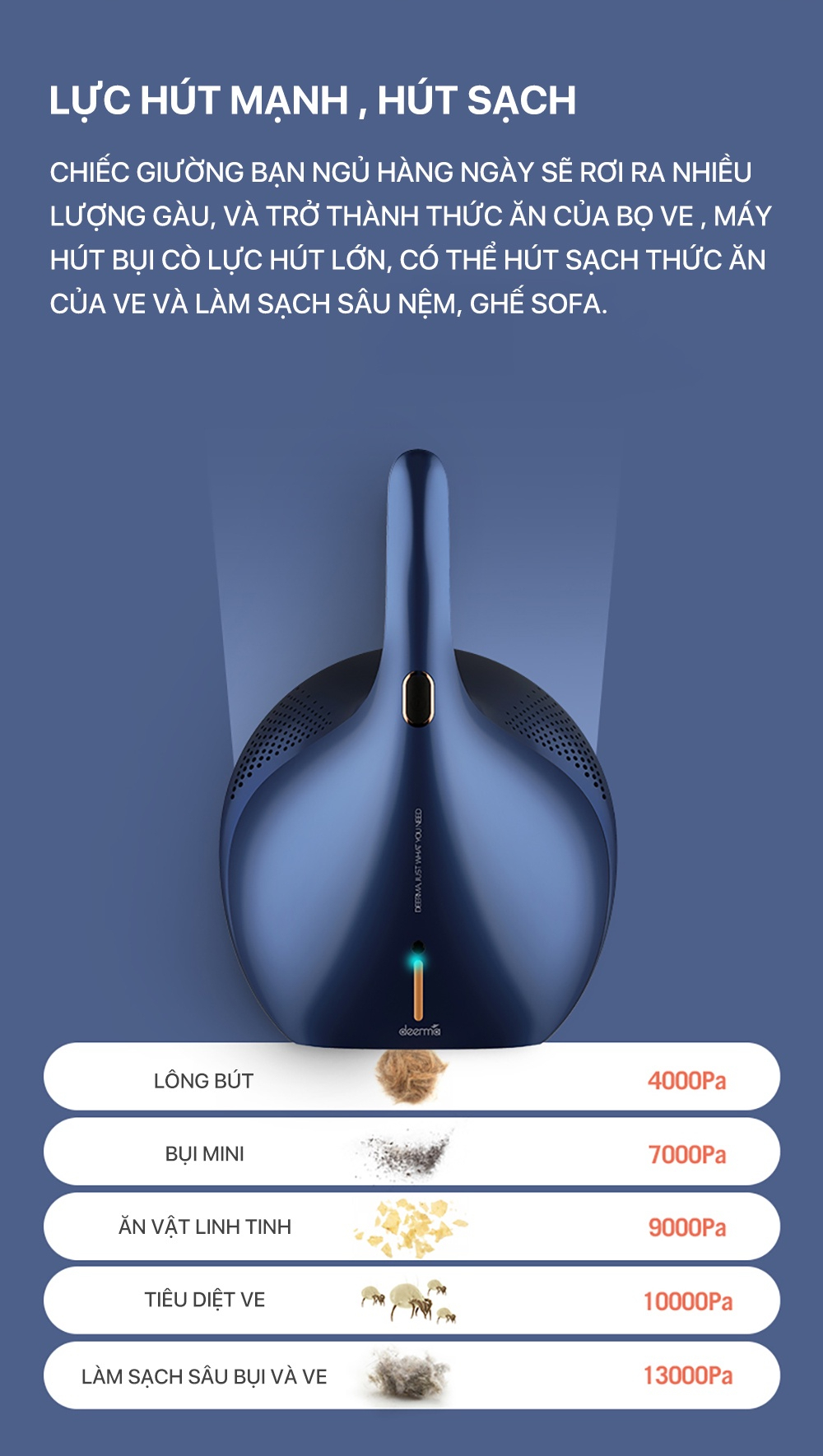 Máy hút bụi đệm giường Deerma CM818 - Chính hãng