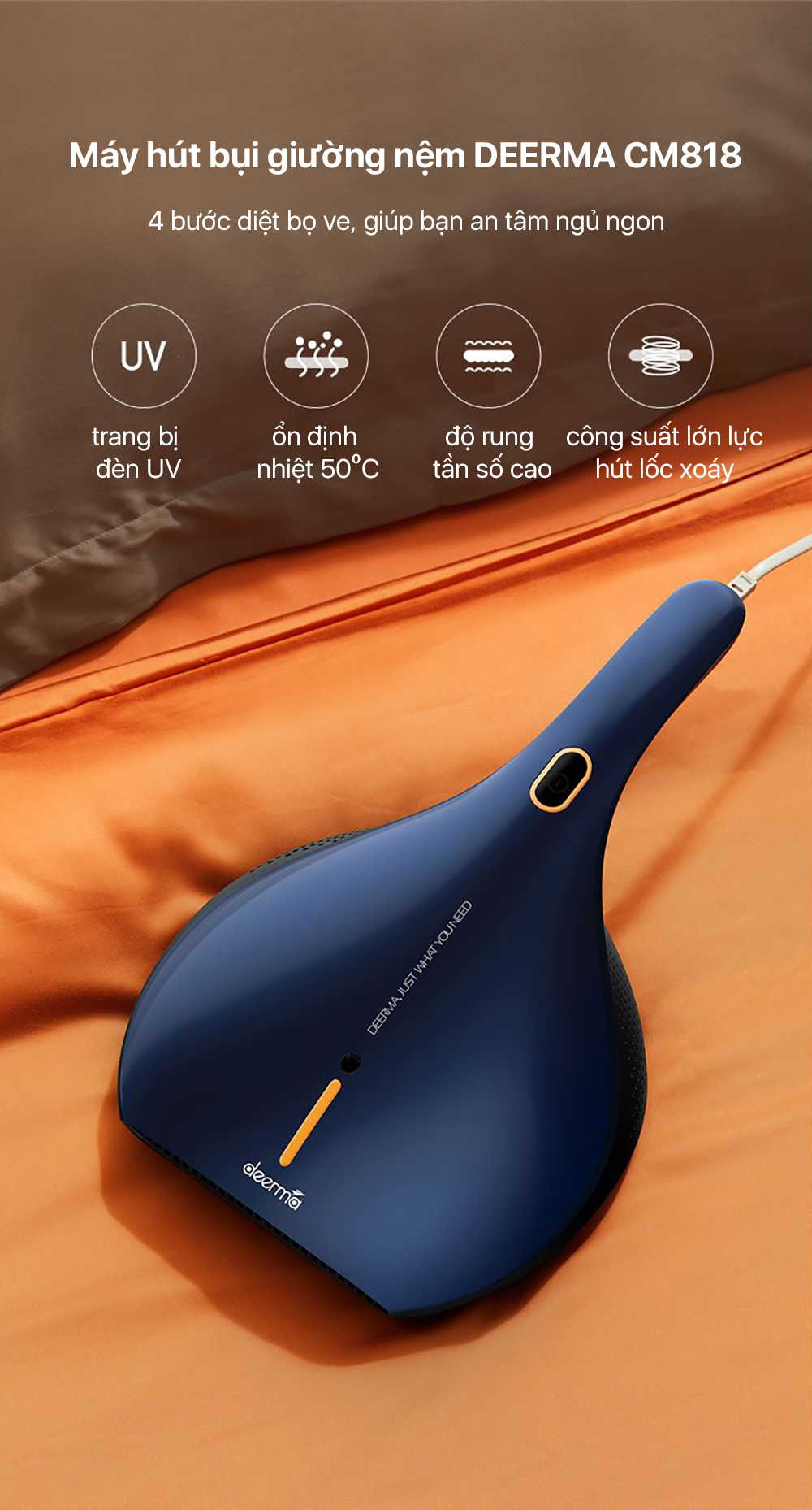 Máy hút bụi đệm giường Deerma CM818 - Chính hãng