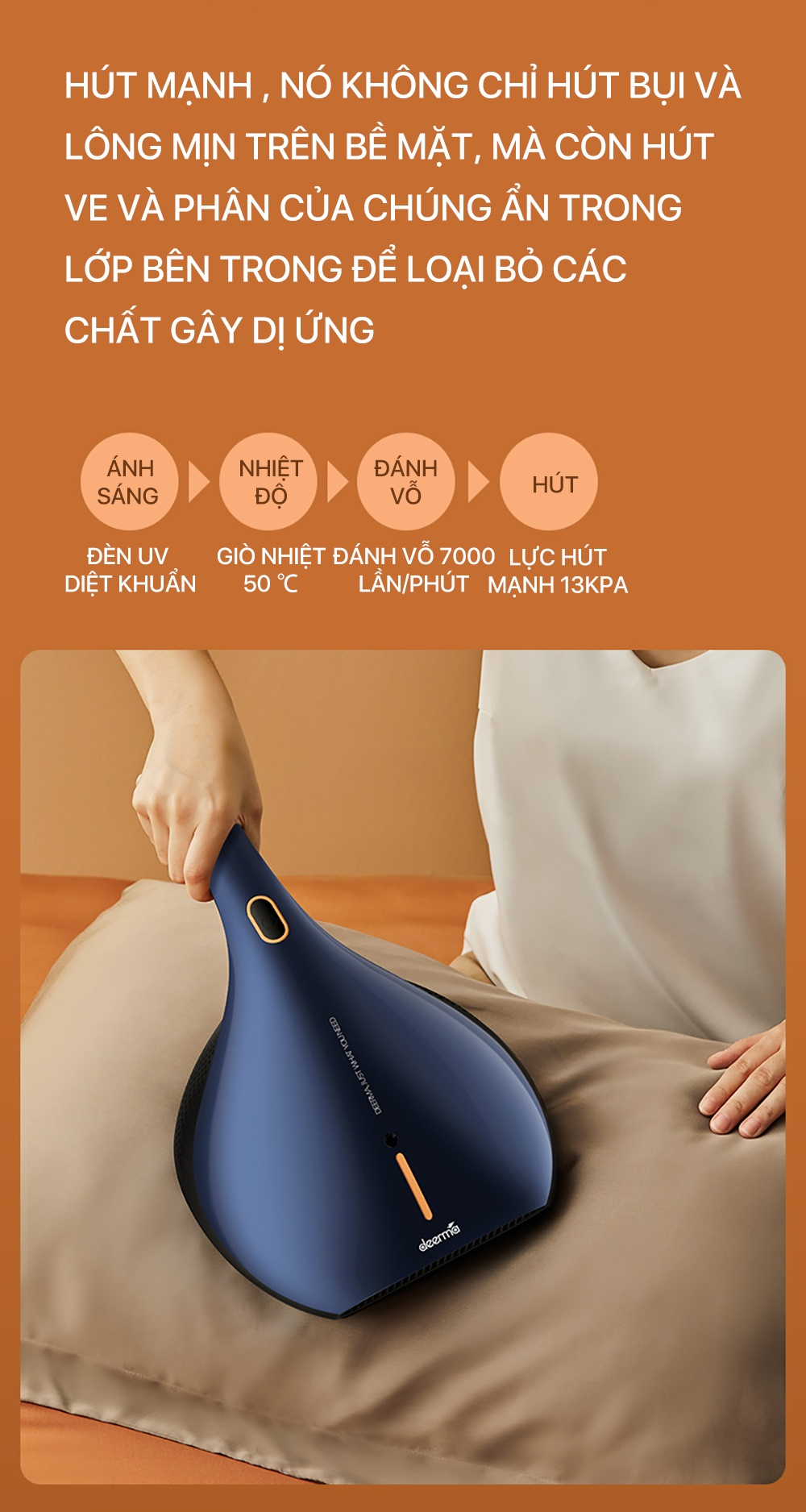 Máy hút bụi đệm giường Deerma CM818 - Chính hãng