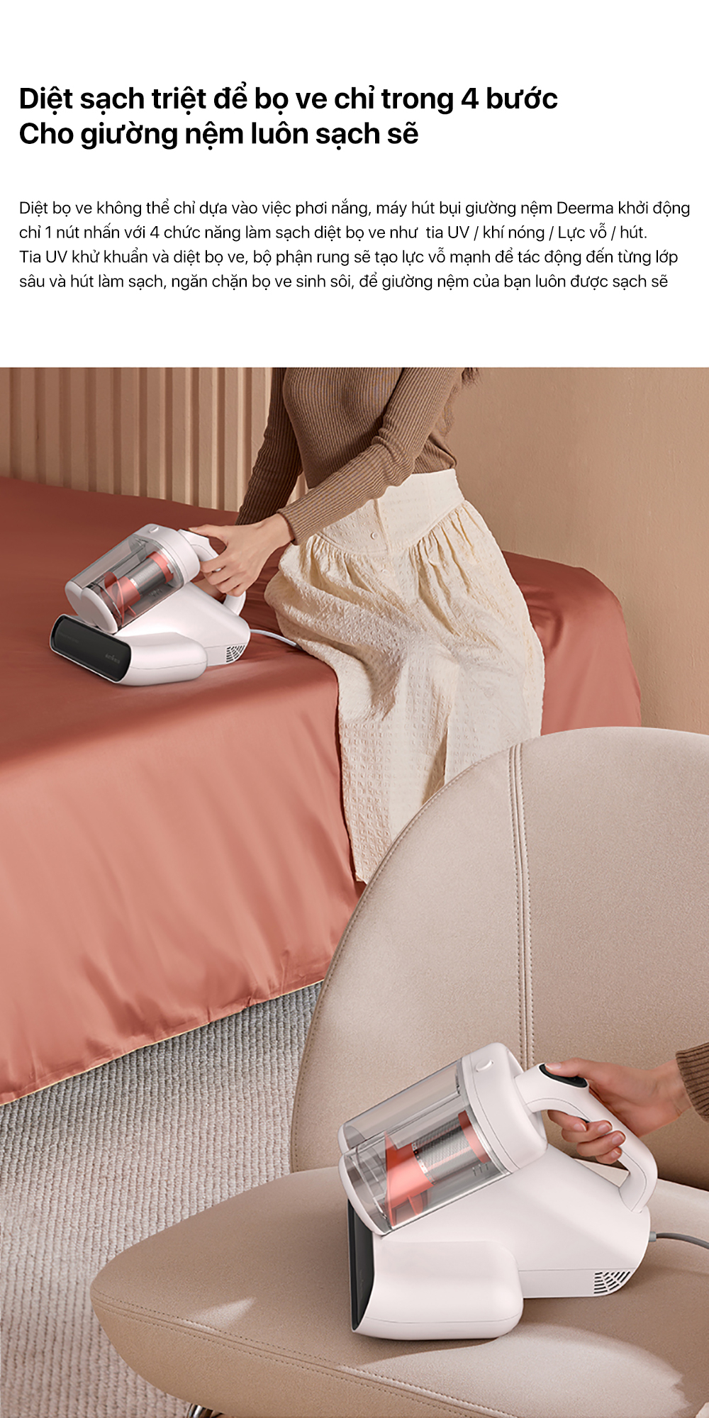 Máy hút bụi đệm giường Deerma CM980 - Chính hãng