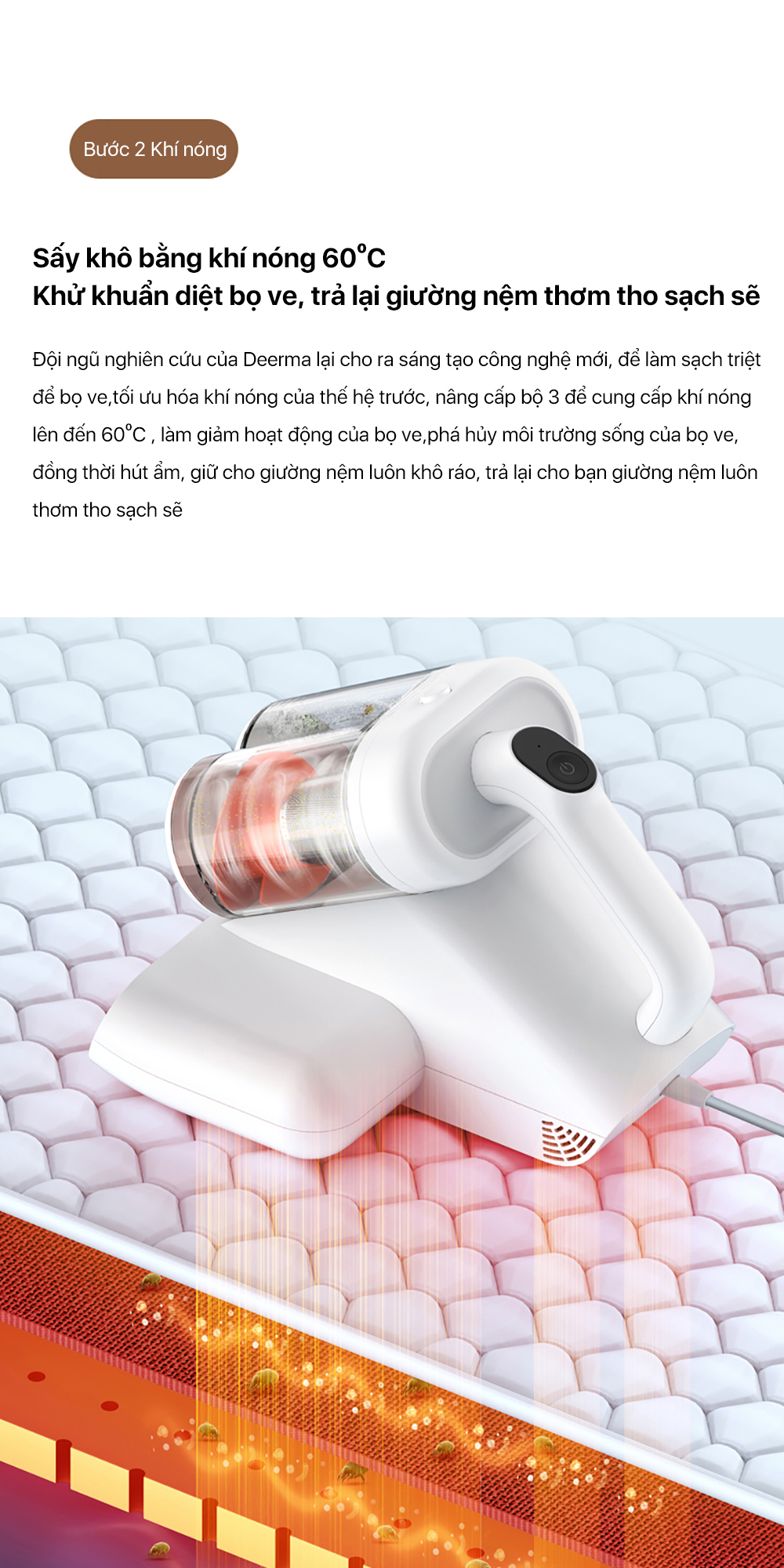 Máy hút bụi đệm giường Deerma CM980 - Chính hãng