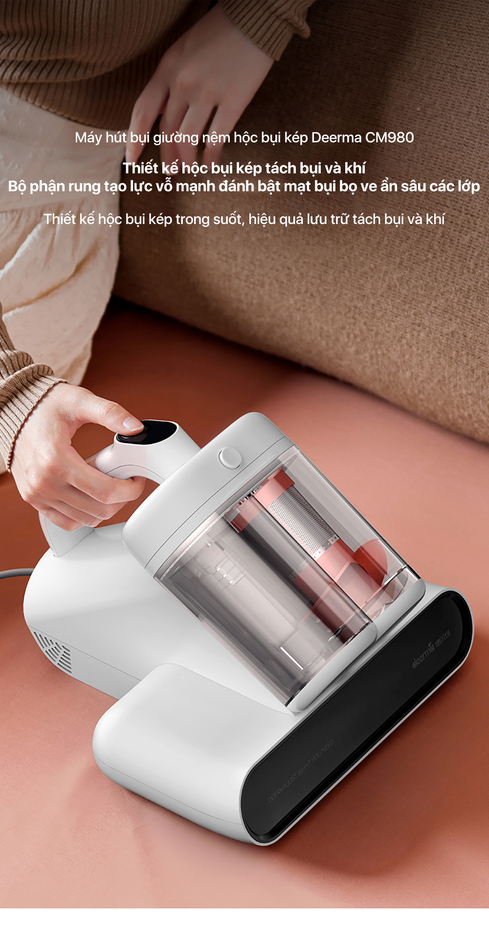 Máy hút bụi đệm giường Deerma CM980 - Chính hãng