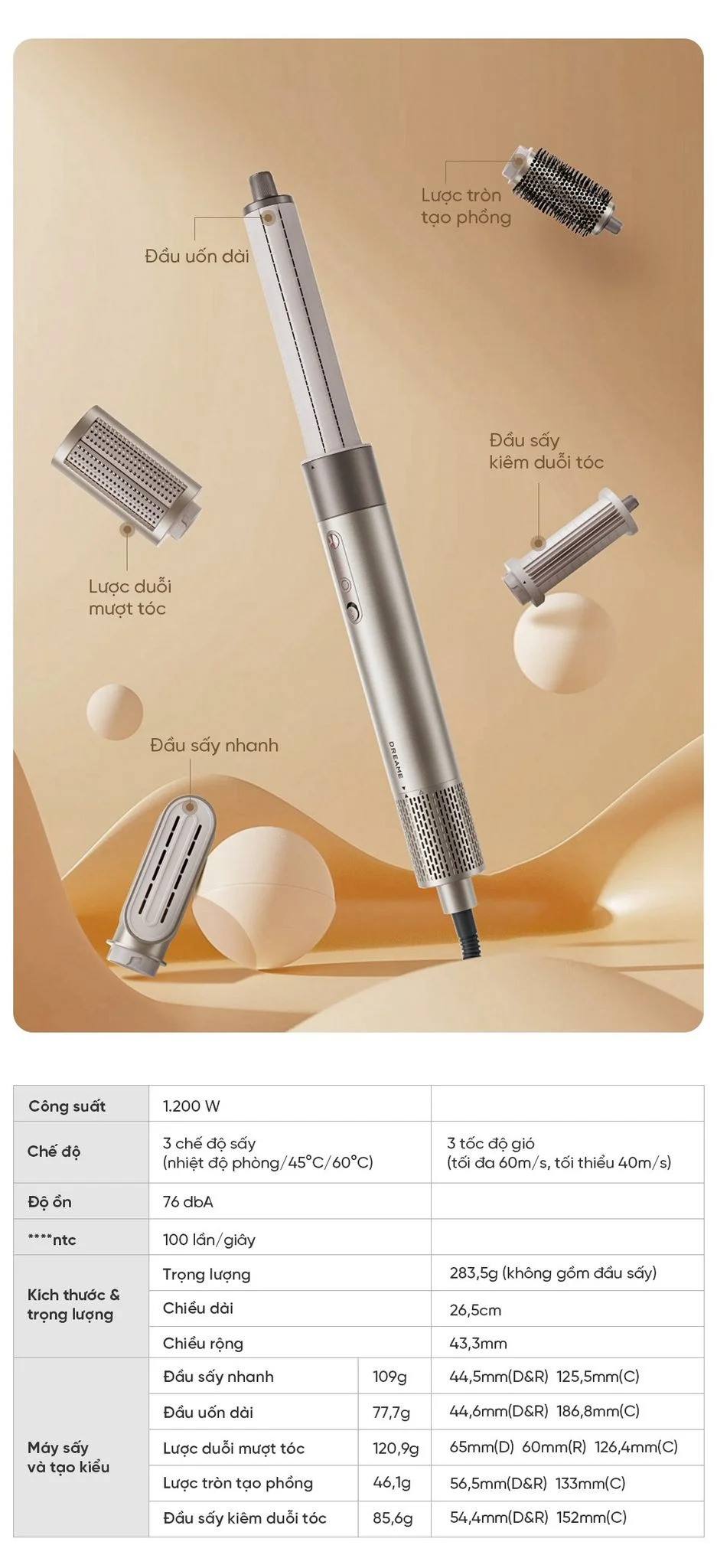 Máy sấy và tạo kiểu 5 trong 1 Dreame Airstyle - Chính hãng Máy sấy và tạo kiểu 5 trong 1 Dreame Airstyle - Chính hãng