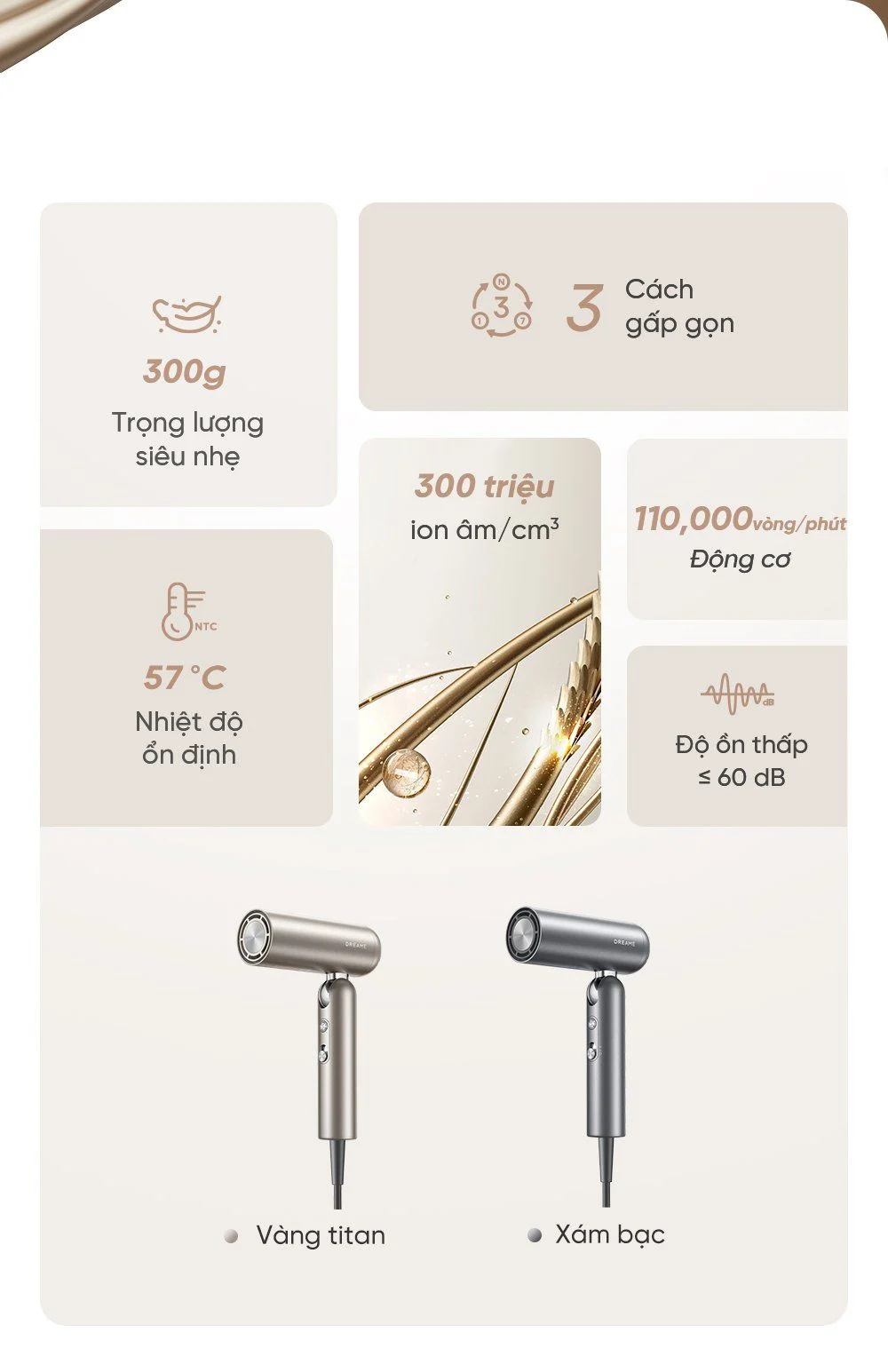 Máy sấy và tạo kiểu gấp gọn Dreame Pocket - Chính hãng