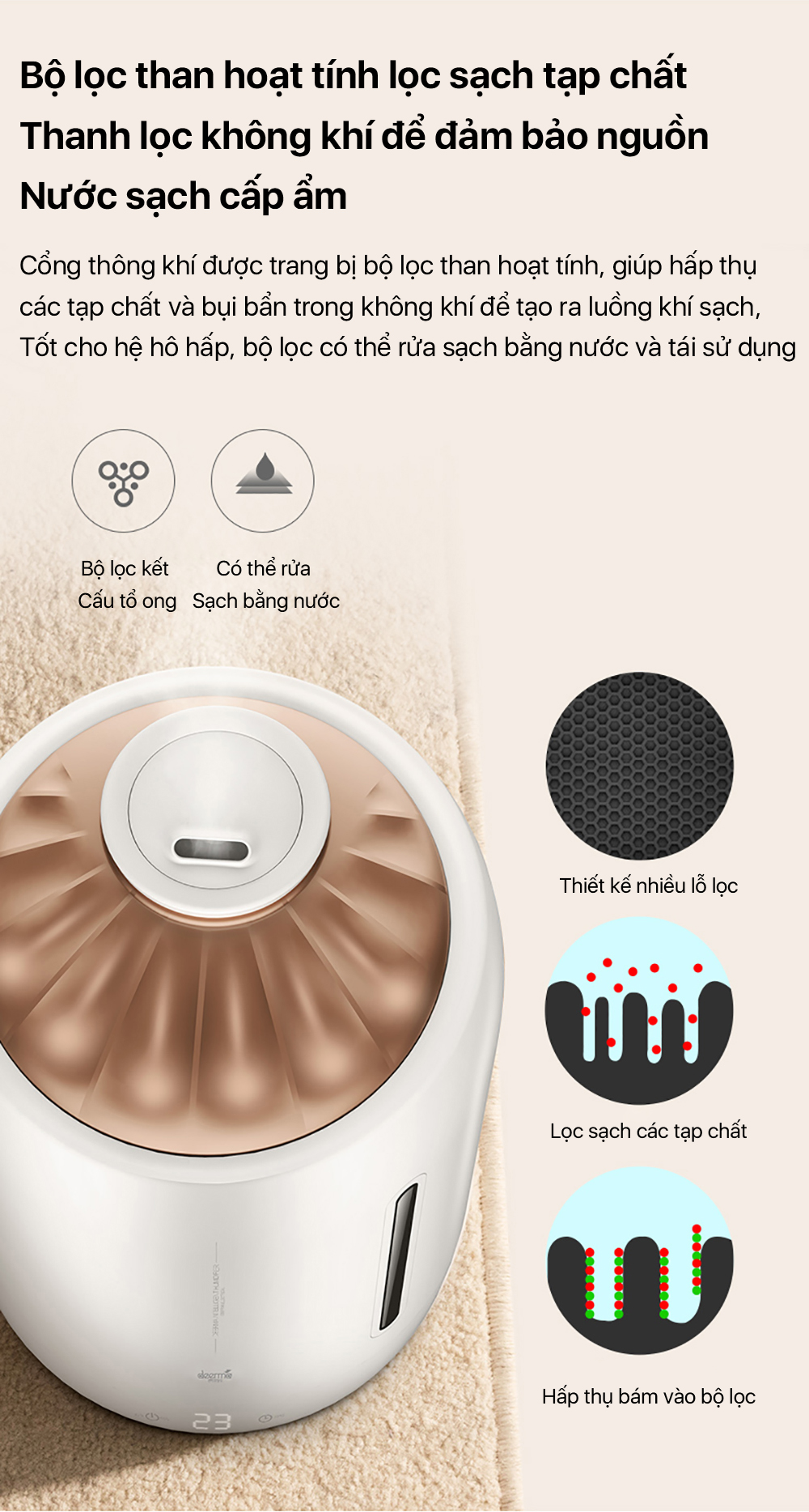 Máy tạo độ ẩm Deerma F600 - Chính hãng