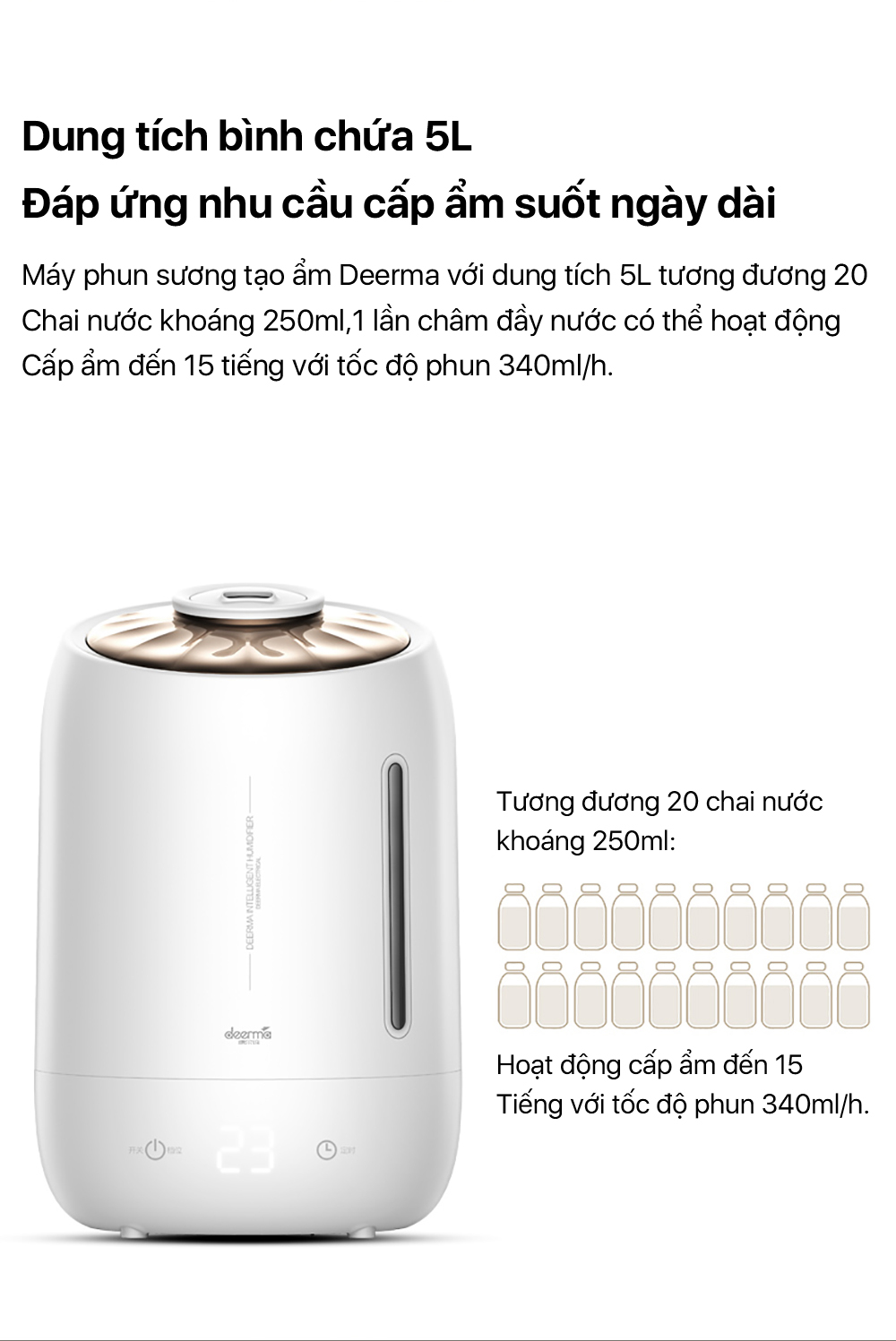 Máy tạo độ ẩm Deerma F600 - Chính hãng