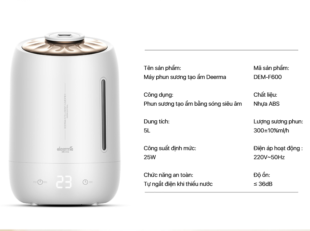 Máy tạo độ ẩm Deerma F600 - Chính hãng