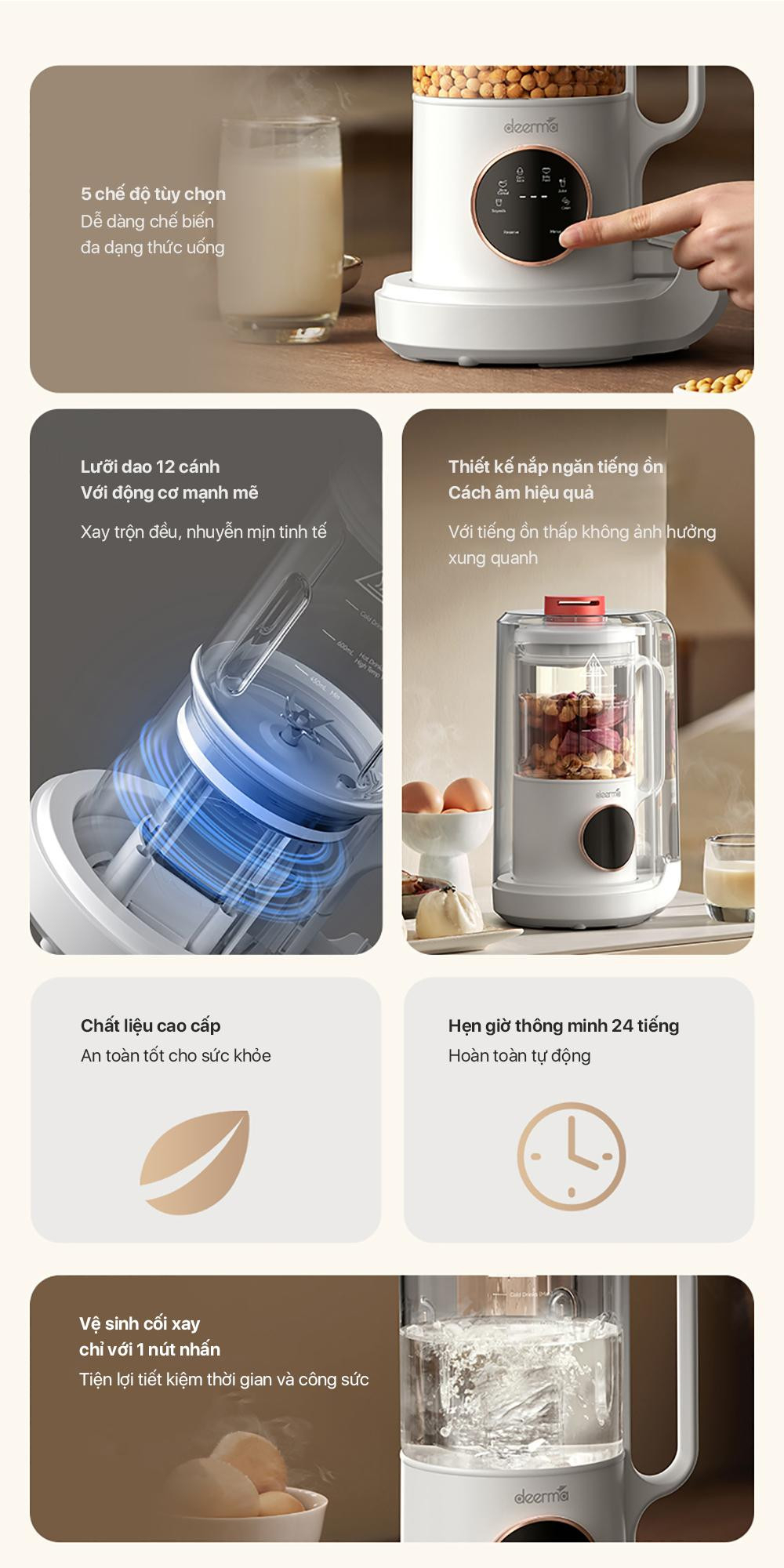 Máy làm sữa hạt Deerma NU500W