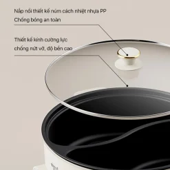 Nồi lẩu điện 2 ngăn Deerma DG50W Nồi lẩu điện 2 ngăn Deerma DG50W