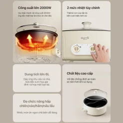 Nồi lẩu điện 2 ngăn Deerma DG50W Nồi lẩu điện 2 ngăn Deerma DG50W