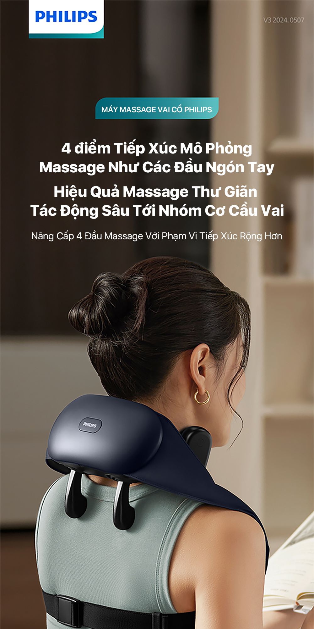 Máy massage cổ vai gáy Philips PPM3322 - Chính hãng Máy massage cổ vai gáy Philips PPM3322 - Chính hãng