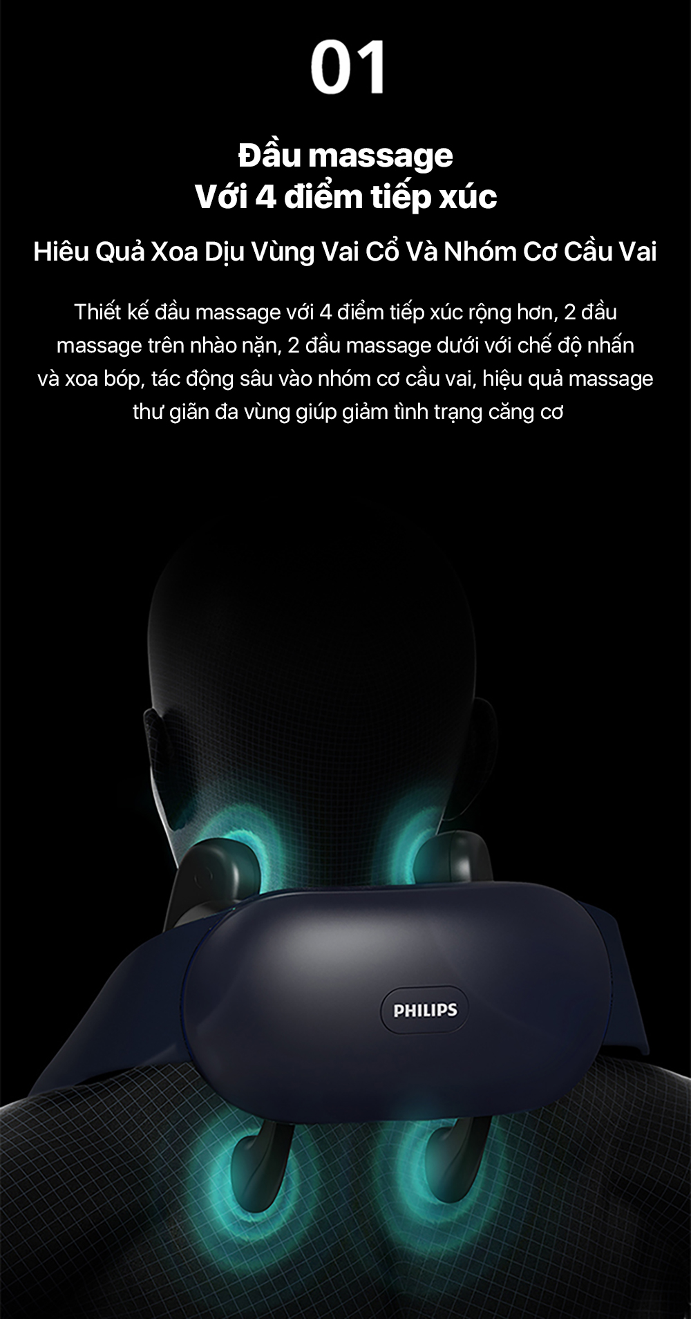 Máy massage cổ vai gáy Philips PPM3322 - Chính hãng Máy massage cổ vai gáy Philips PPM3322 - Đầu massage