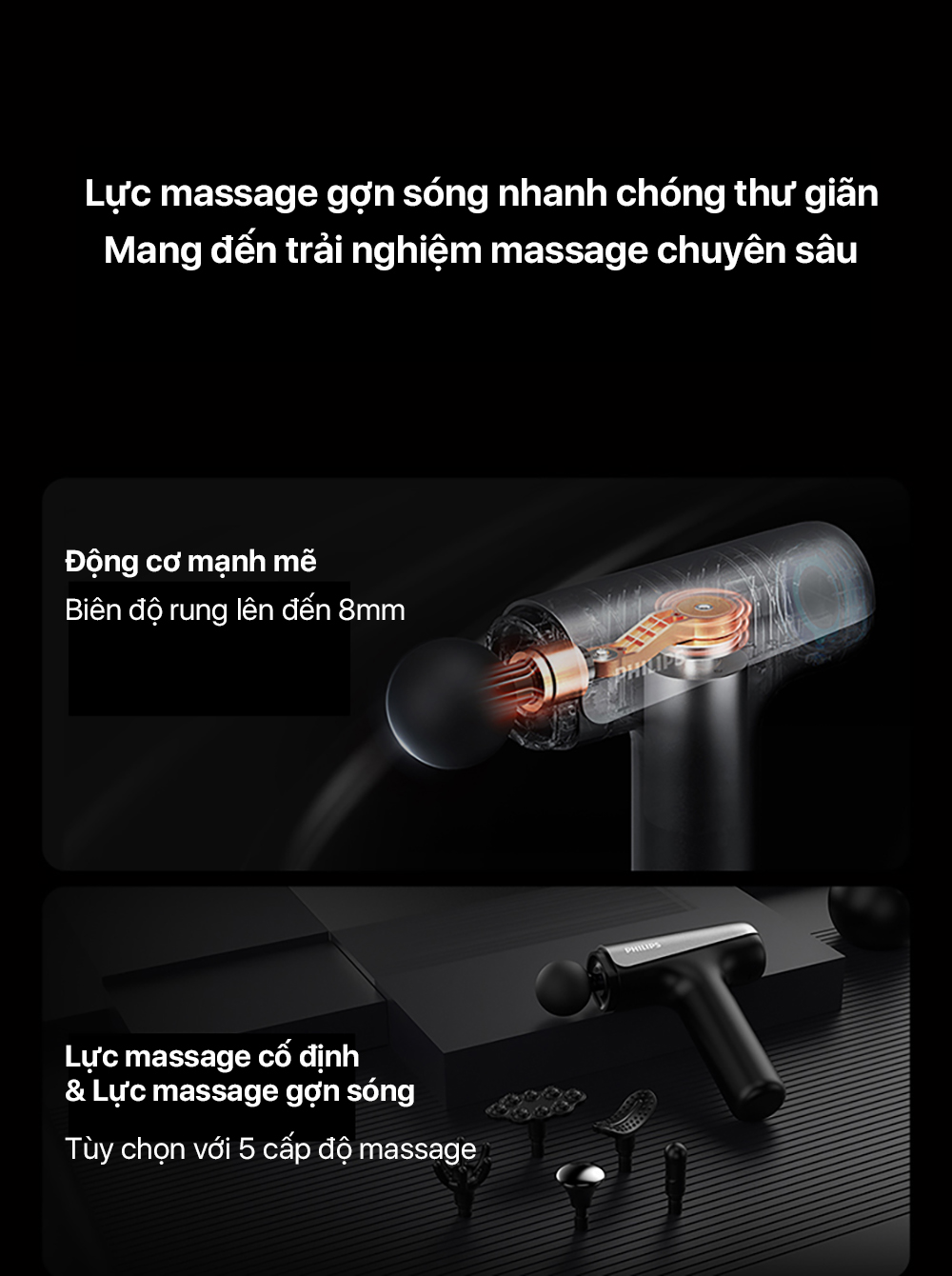 Súng massage fascial gun Philips PPM7325 - Lực massage