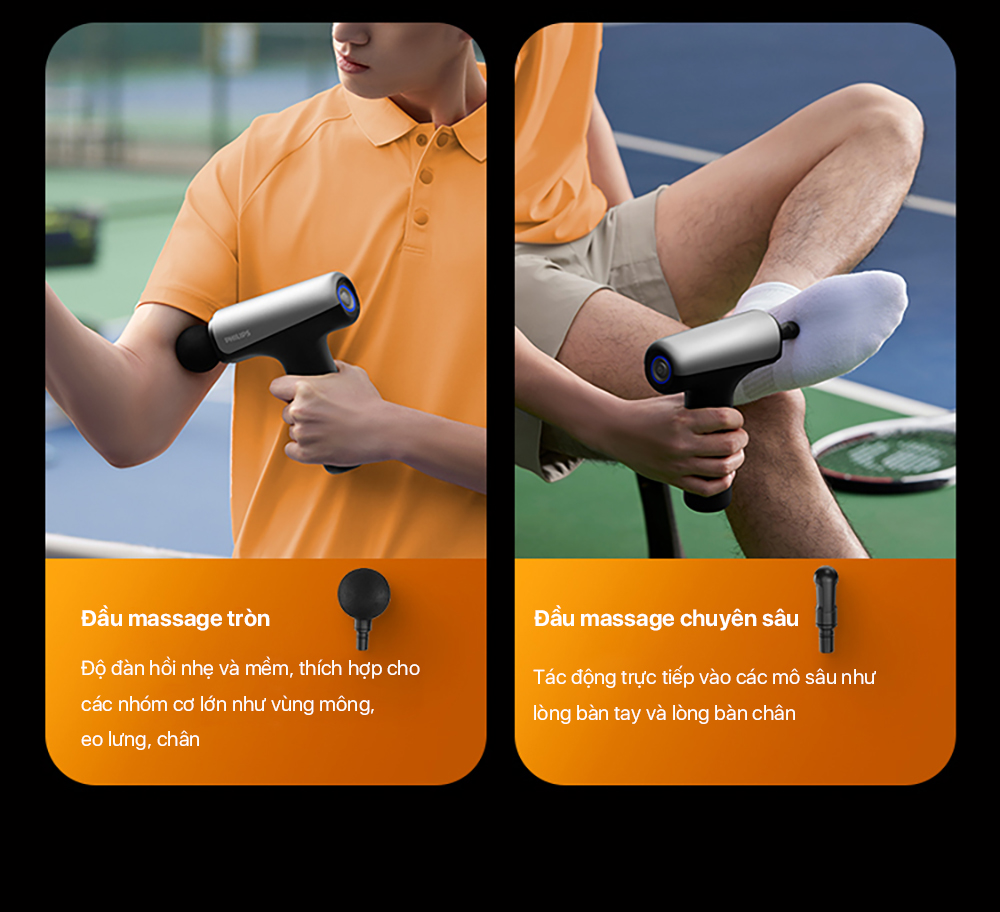 Súng massage fascial gun Philips PPM7325 - Đa dạng phụ kiện