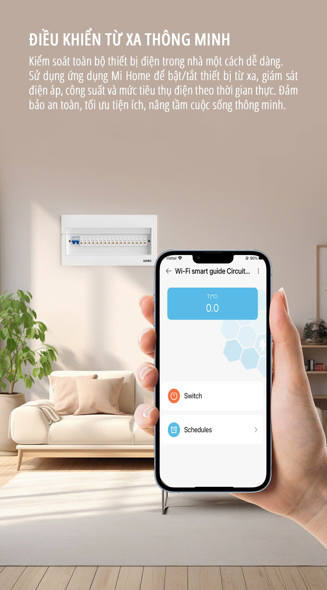 Aptomat CB thông minh Wifi miLife 40A điều khiển từ xa