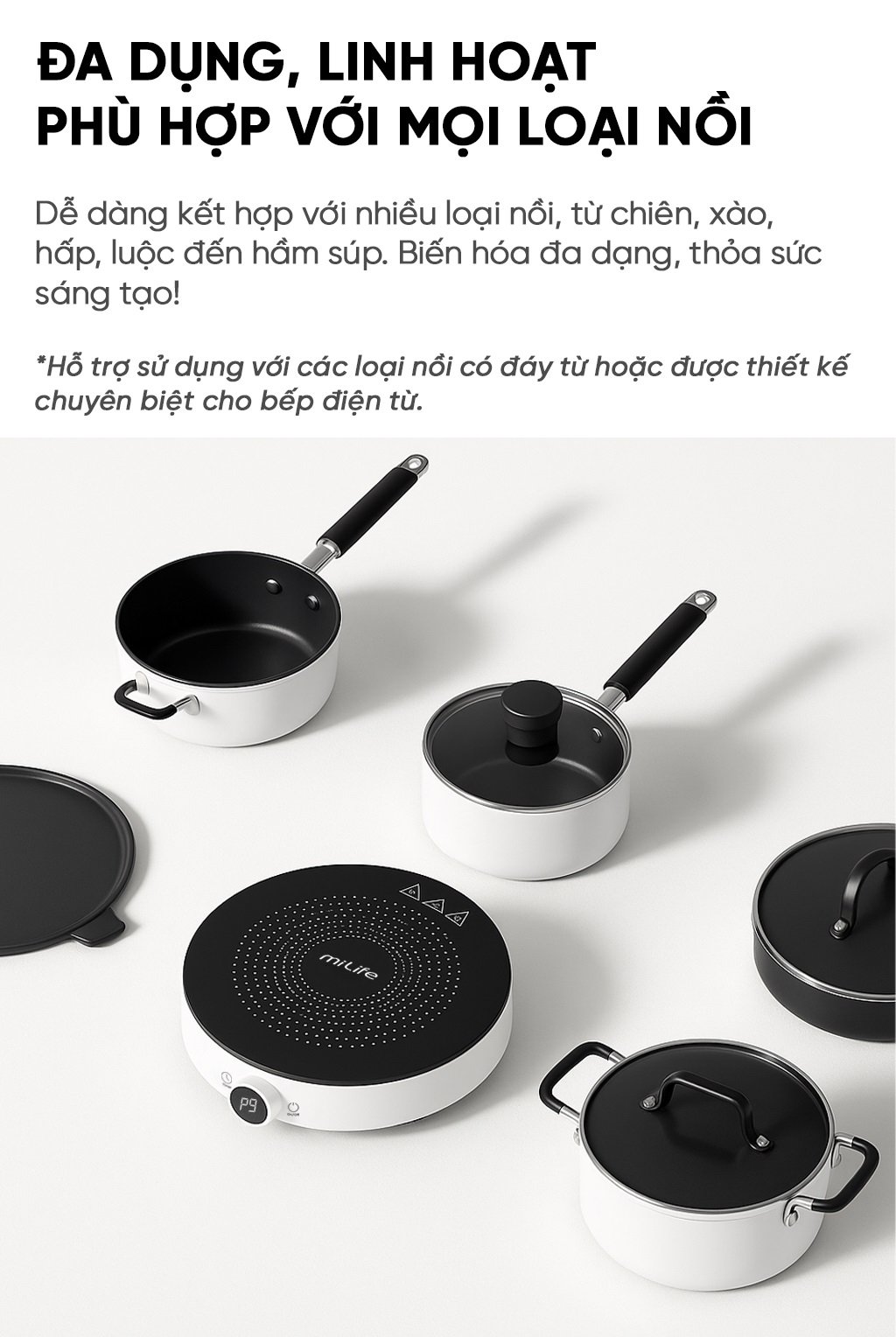 Bếp từ đơn miLife N2 phù hợp mọi loại nồi