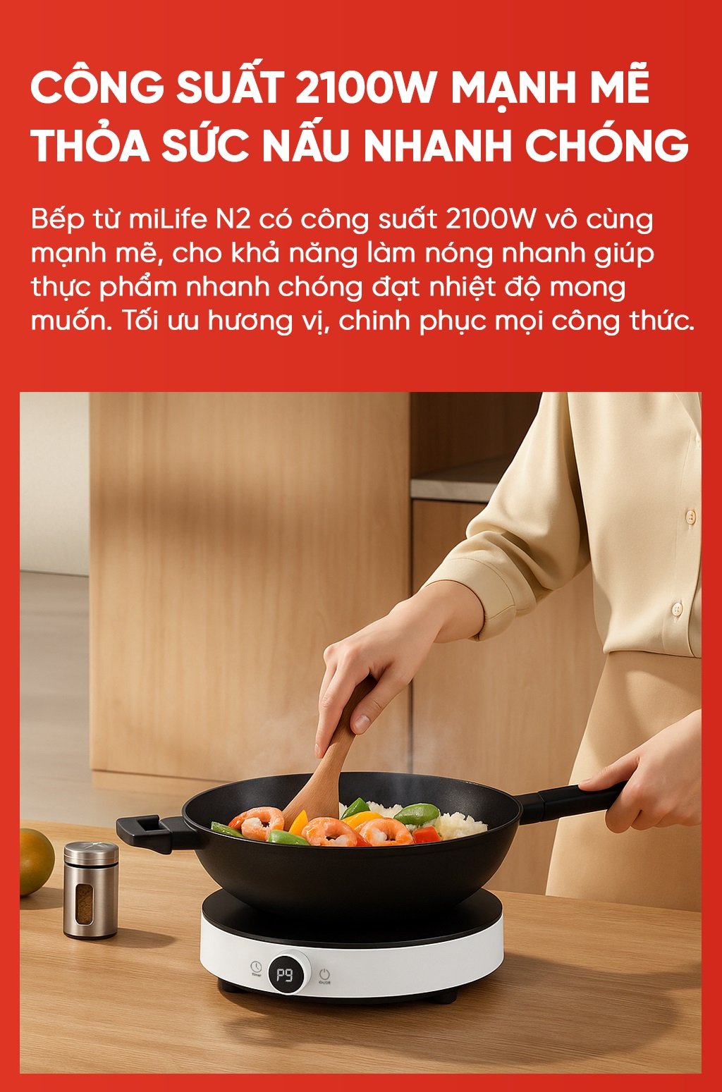 Bếp từ đơn miLife N2 công suất mạnh mẽ