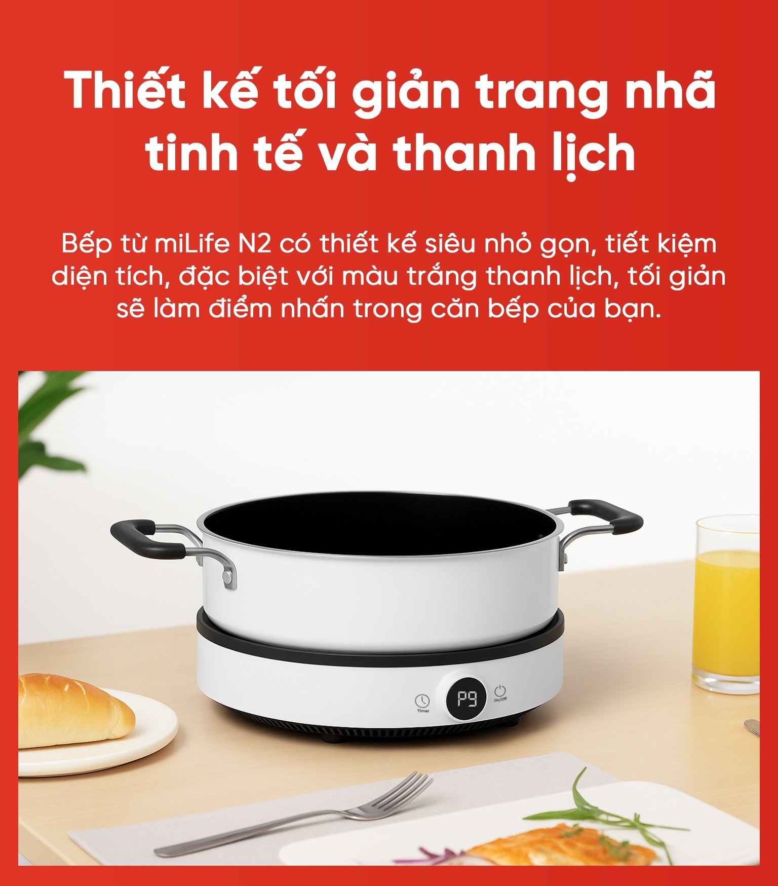 Bếp từ đơn miLife N2 thiết kế tinh tế