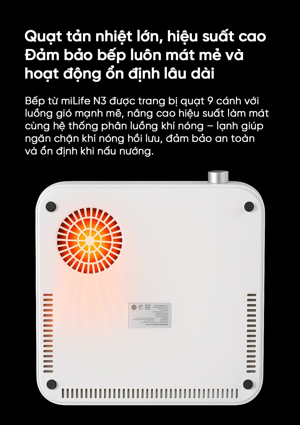 Bếp từ đơn miLife N3 vuông quạt tản nhiệt