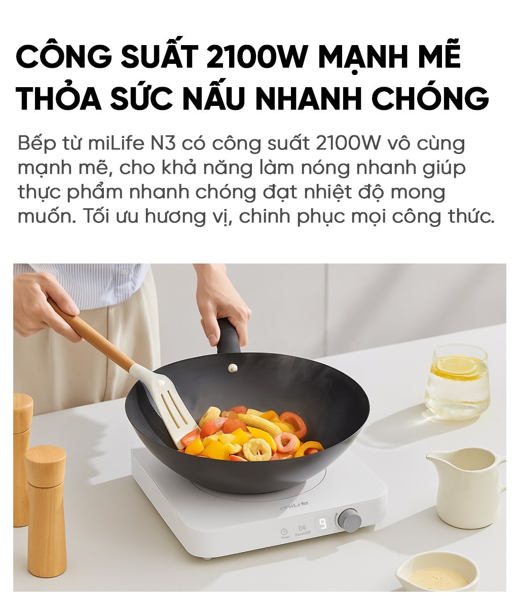 Bếp từ đơn miLife N3 vuông công suất mạnh mẽ