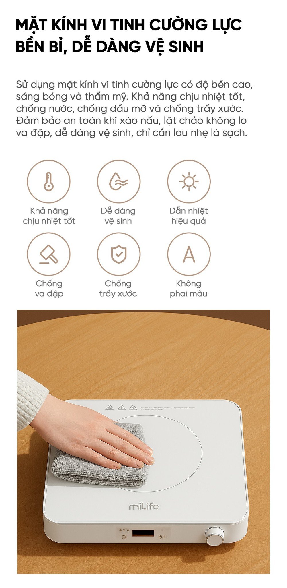 Bếp từ đơn miLife N3P ưu điểm nổi bật