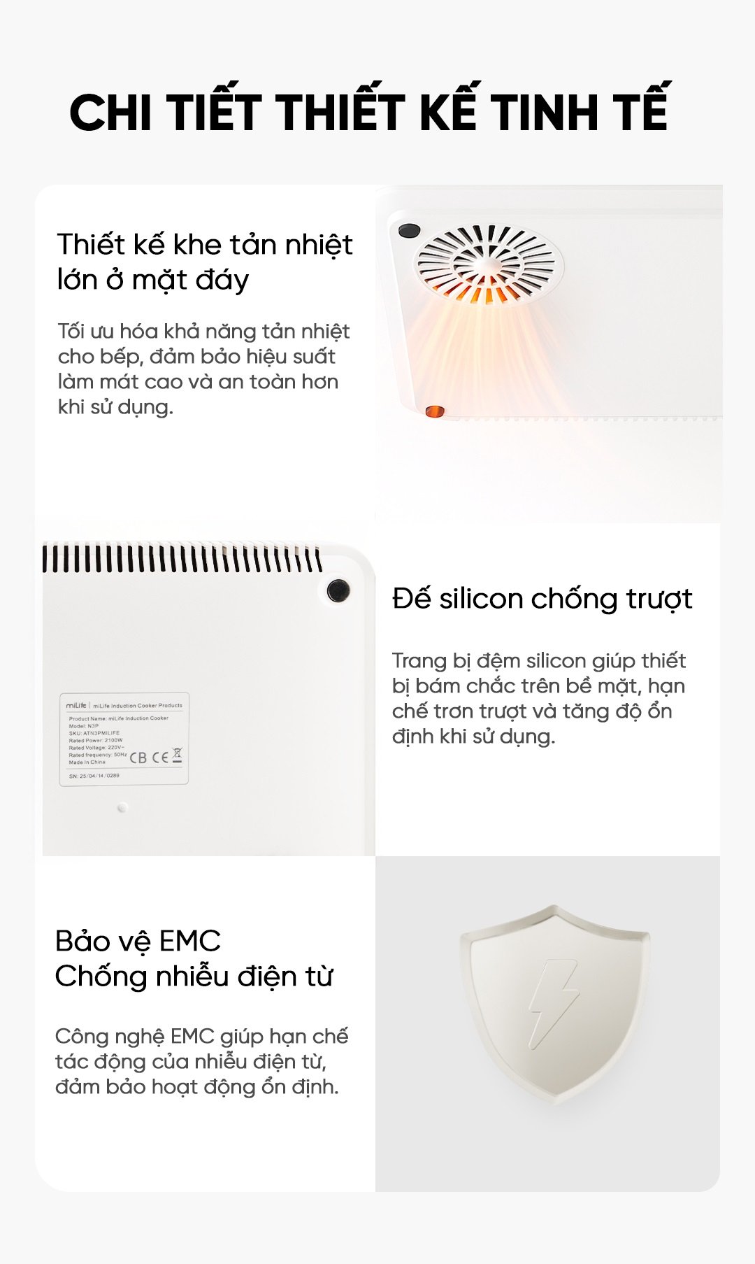 Bếp từ đơn miLife N3P vuông 99 mức nhiệt - Chính hãng