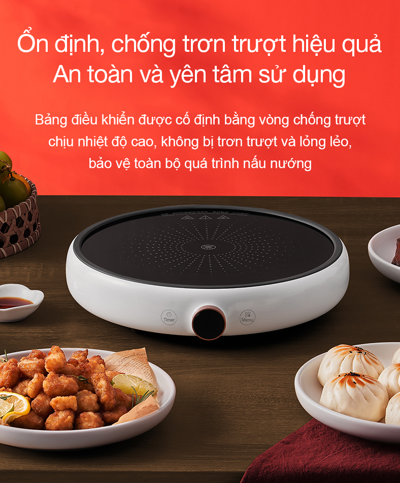 Bếp từ tròn miLife LFT011 ổn định, chống trơn trượt