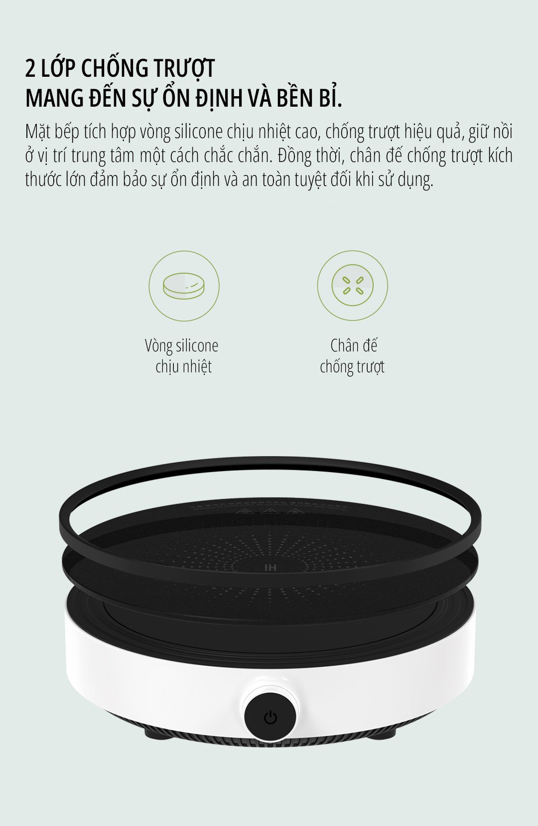 Bếp từ Xiaomi miLife Youth Lite 9 mức nhiệt 2 lớp chống trượt