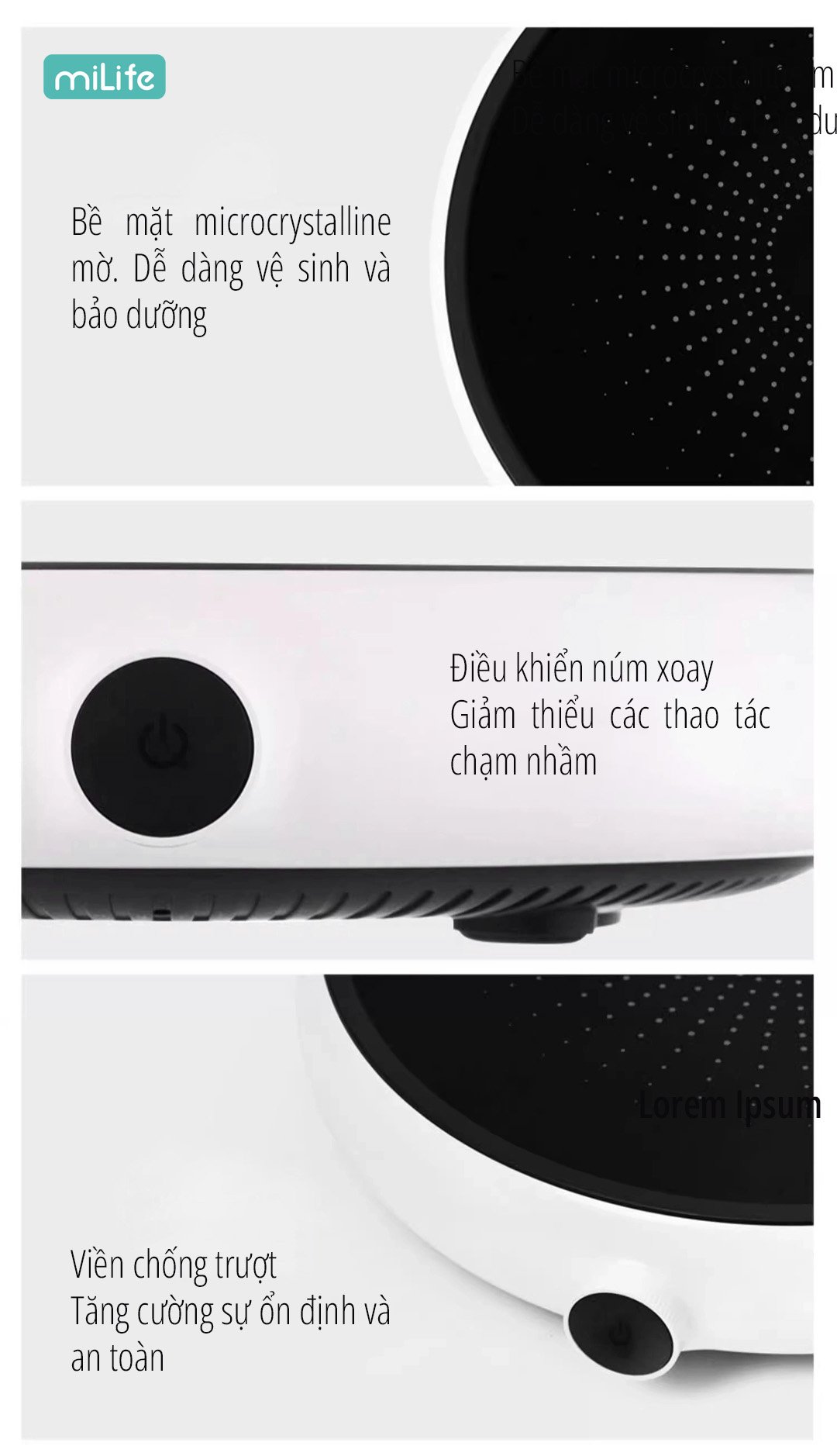 Bếp từ Xiaomi miLife Youth Lite 9 mức nhiệt lớp chống trượt