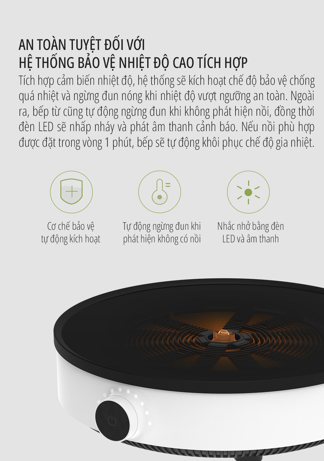 Bếp từ Xiaomi miLife Youth Lite 9 mức nhiệt an toàn tuyệt đối