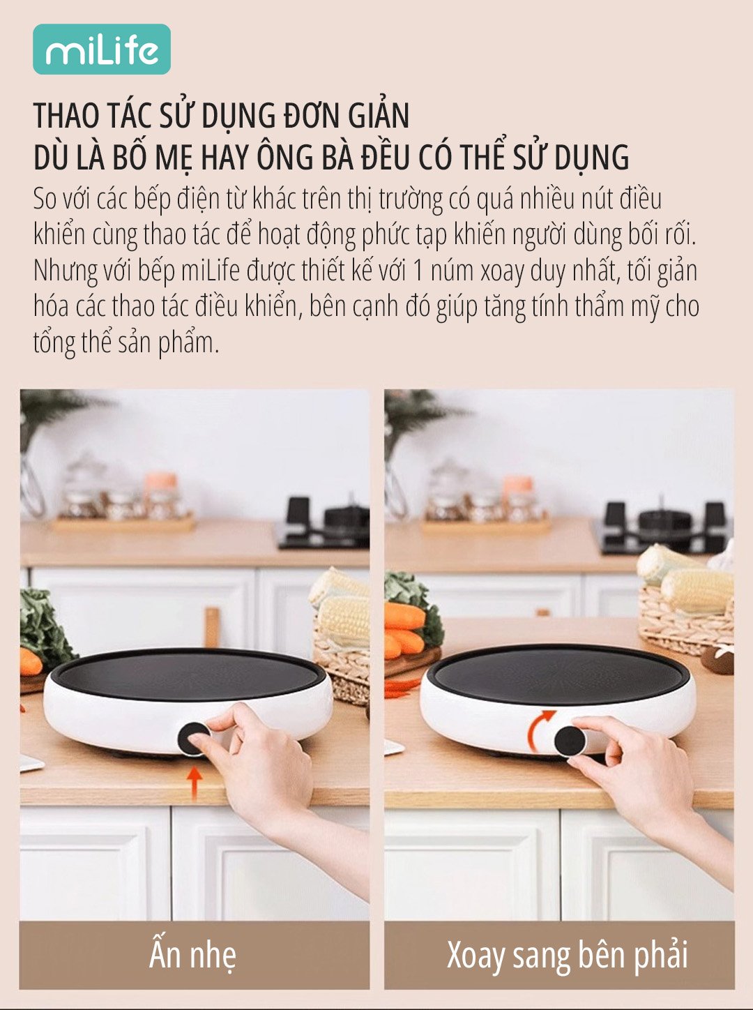 Bếp từ Xiaomi miLife Youth Lite 9 mức nhiệt dễ dàng sử dụng