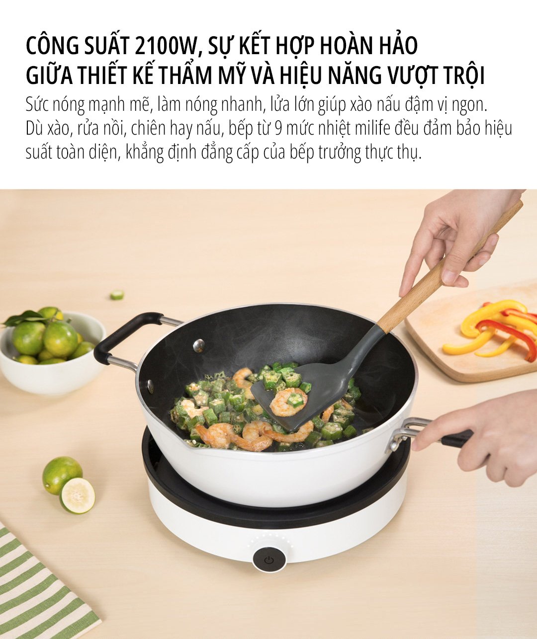 Bếp từ Xiaomi miLife Youth Lite 9 mức nhiệt công suất mạnh mẽ