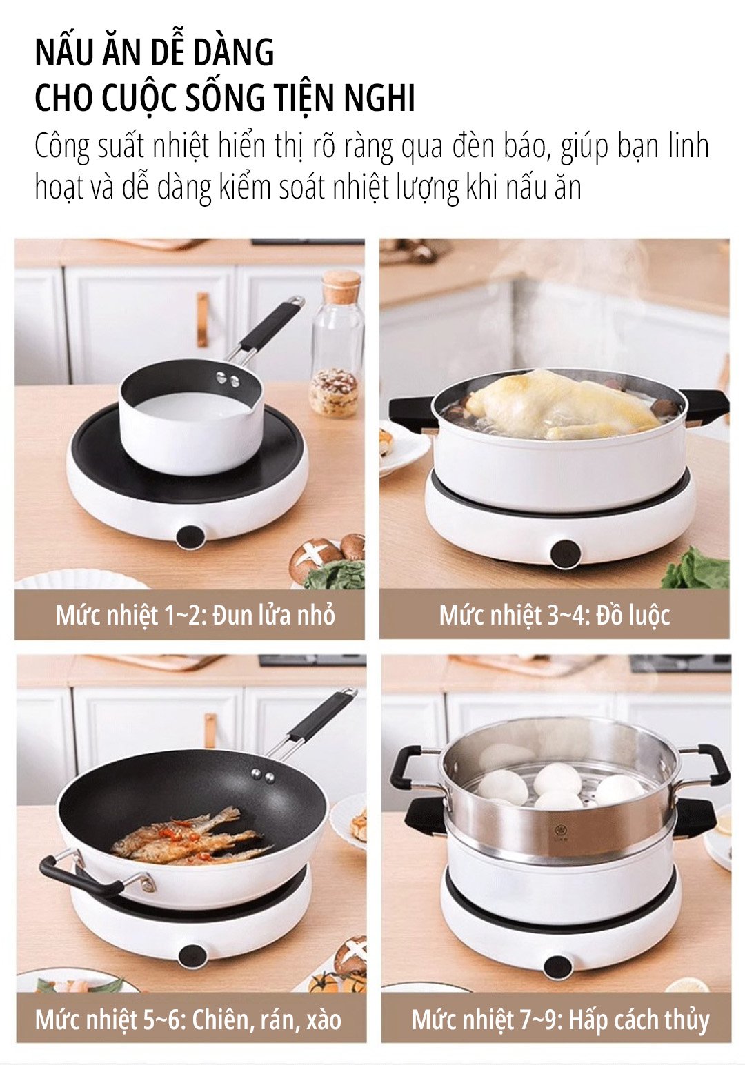 Bếp từ Xiaomi miLife Youth Lite 9 mức nhiệt nấu ăn dễ dàng