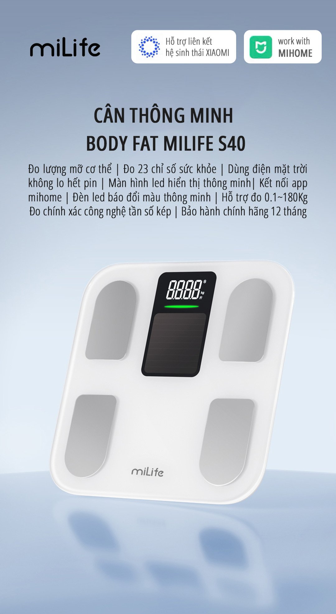 Cân body fat thông minh miLife S40