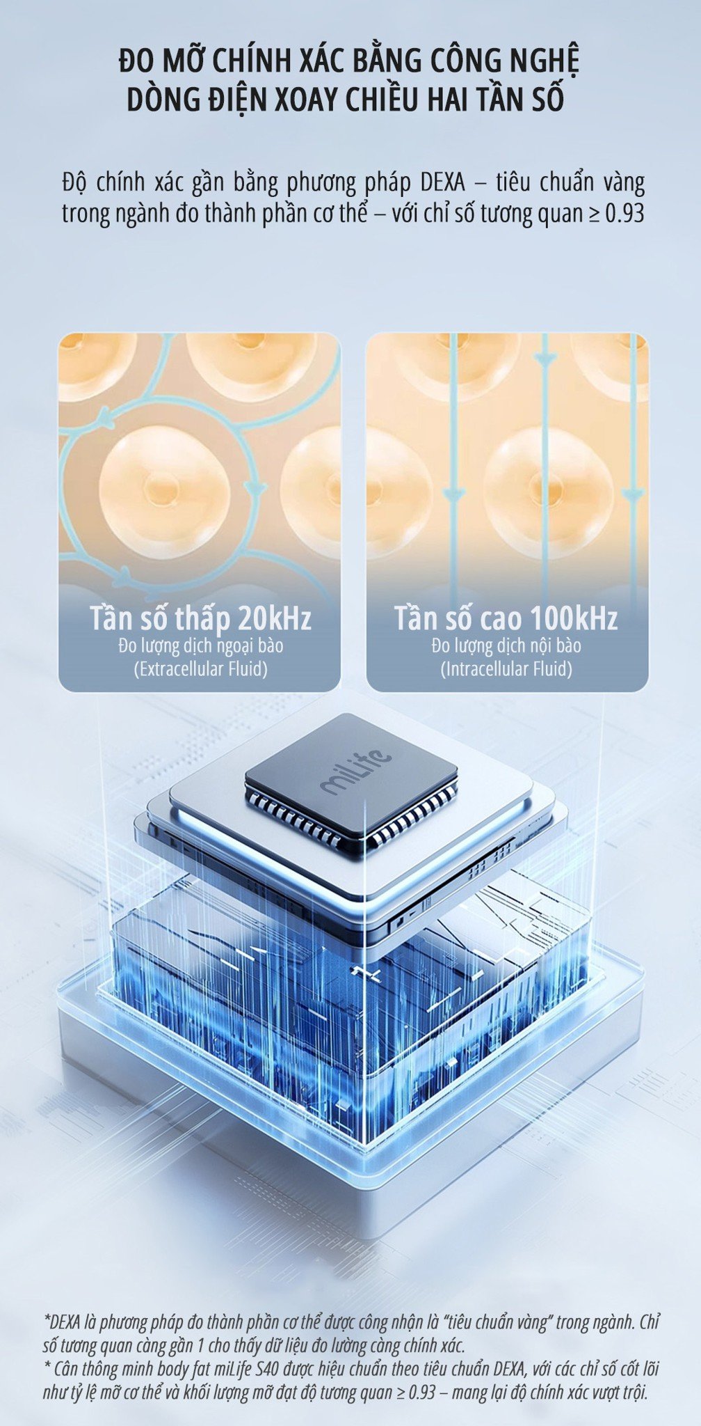 Cân body fat thông minh miLife S40 đo mỡ chính xác