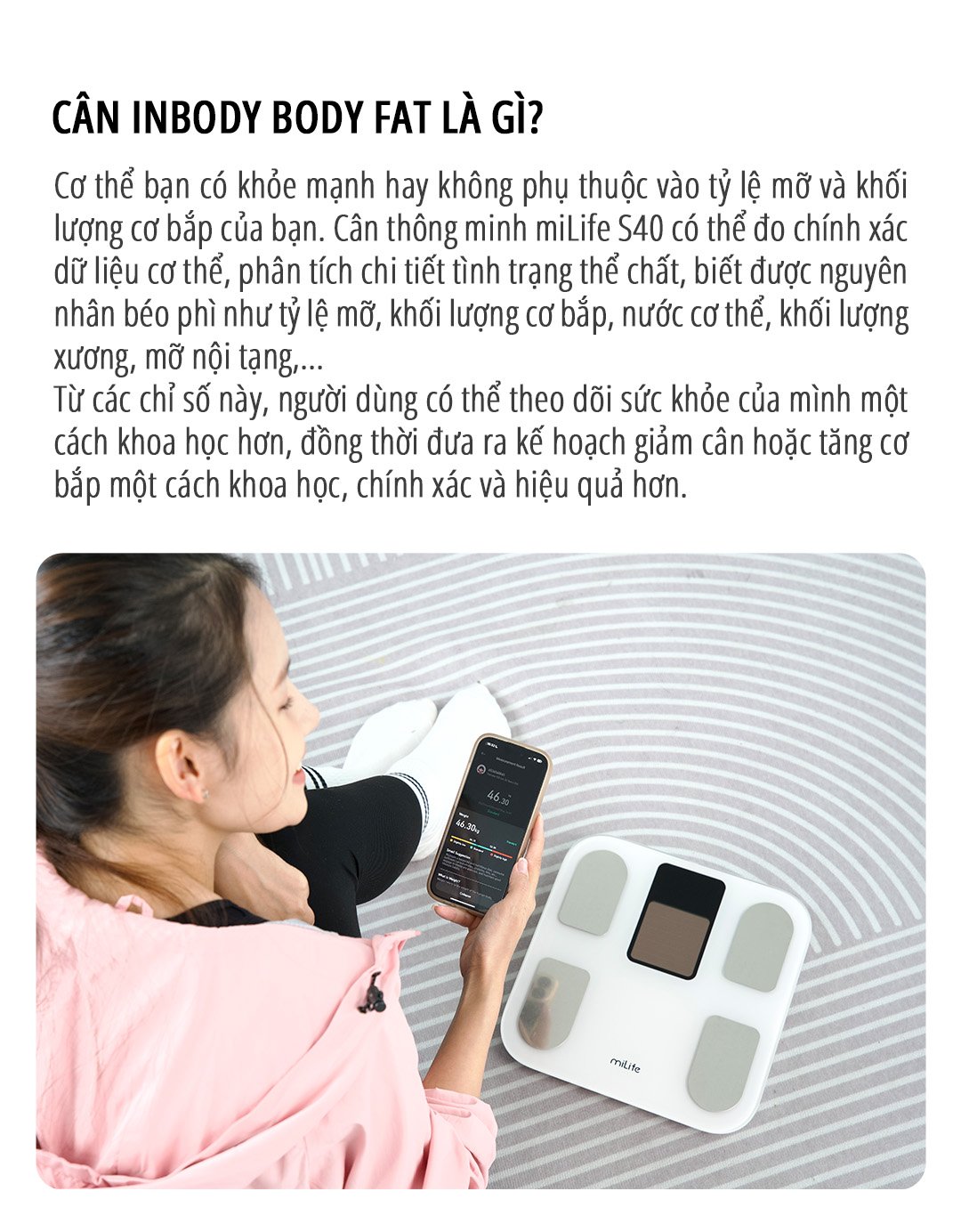 Cân body fat thông minh miLife S40