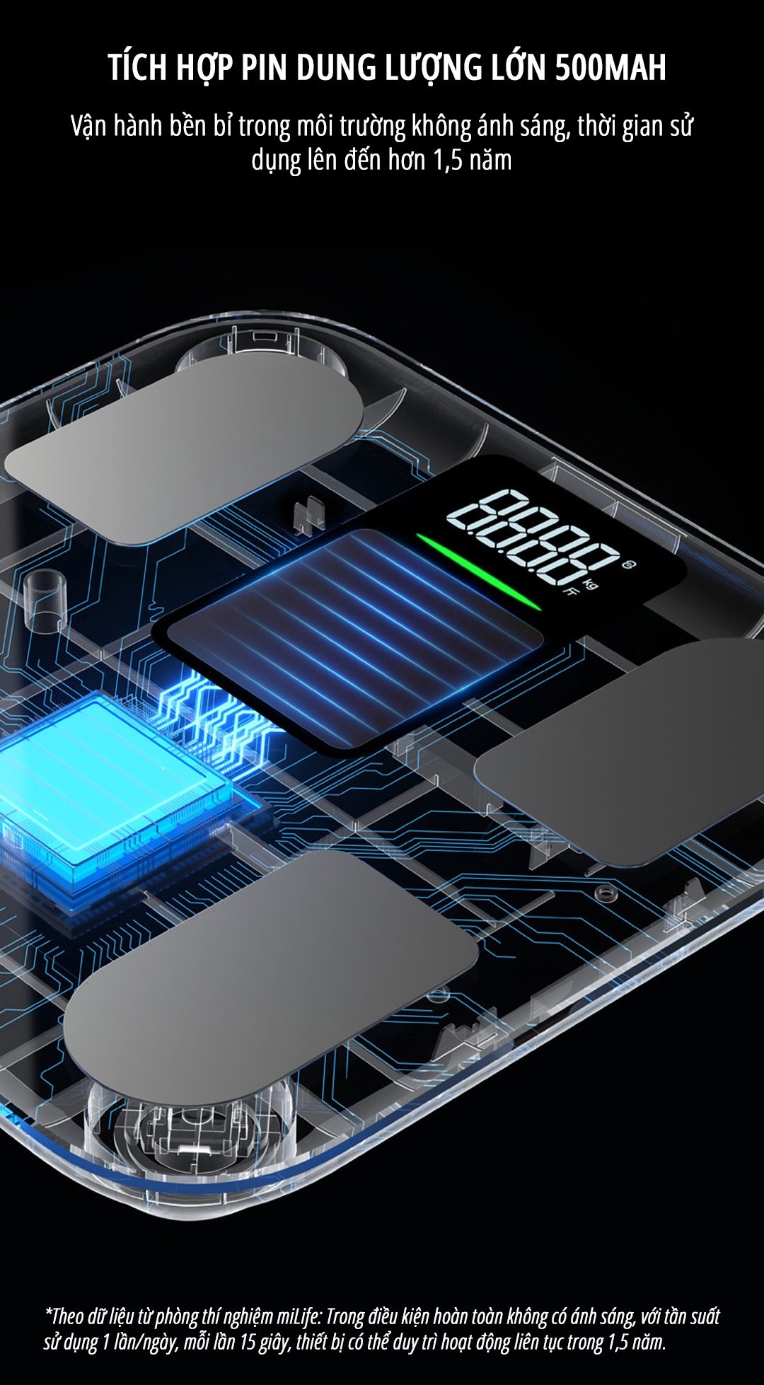 Cân body fat thông minh miLife S40 pin dung lượng lớn