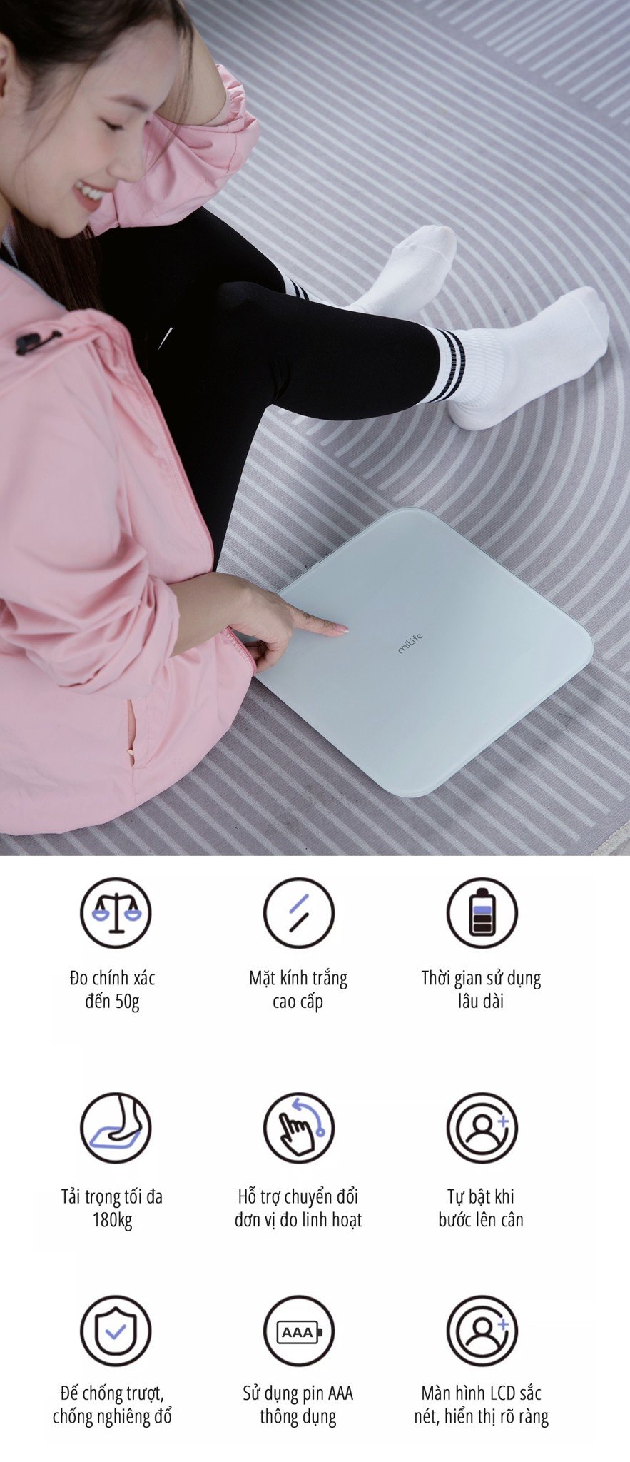 Cân điện tử sức khỏe miLife S20 ưu điểm sản phẩm