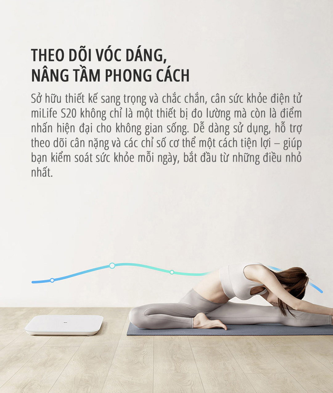 Cân điện tử sức khỏe miLife S20 theo dõi vóc dáng