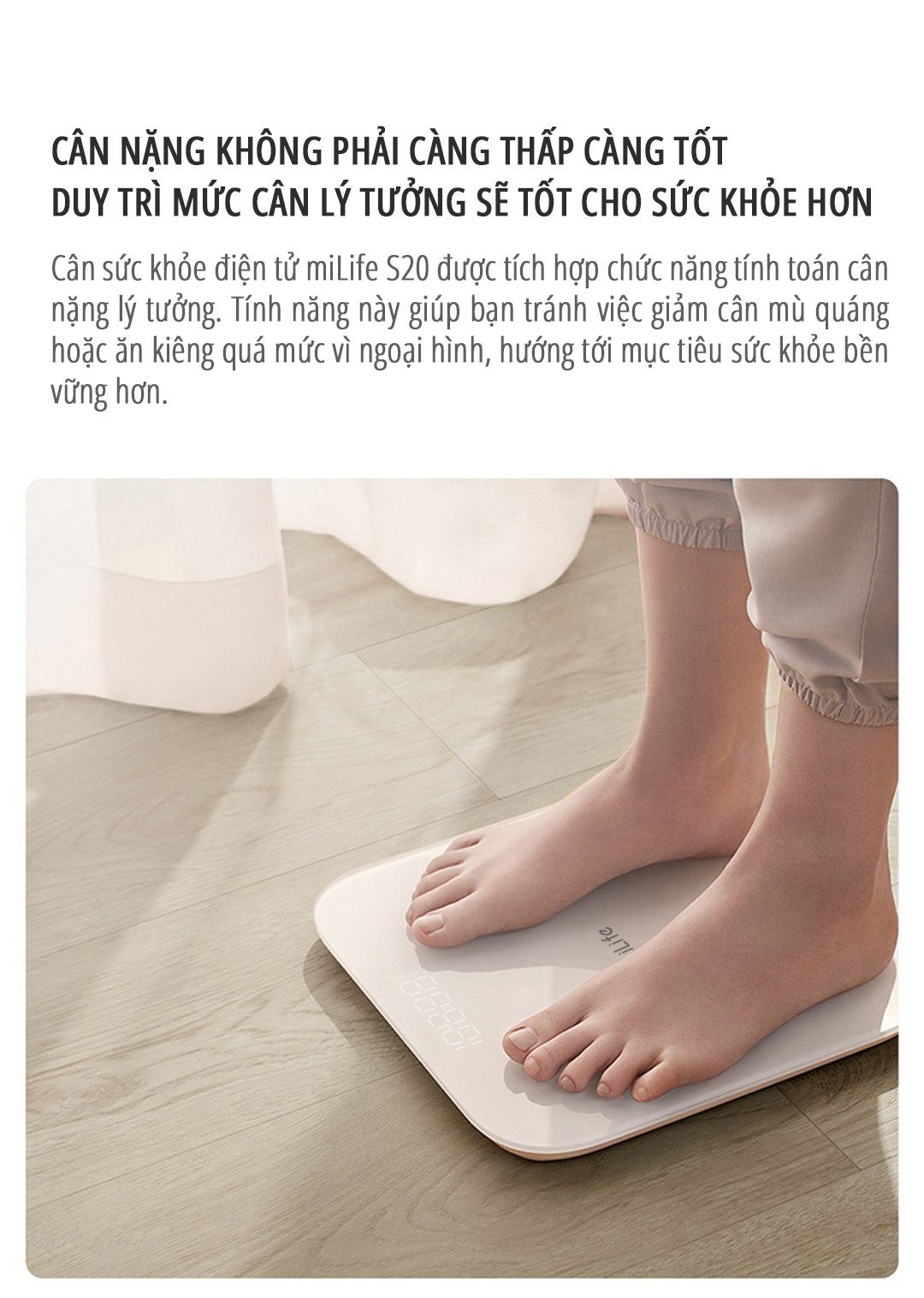 Cân điện tử sức khỏe miLife S20 duy trì mức cân lý tưởng