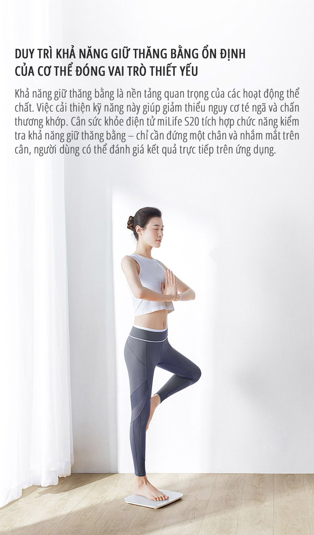 Cân điện tử sức khỏe miLife S20 giữ thăng bằng cho cơ thể
