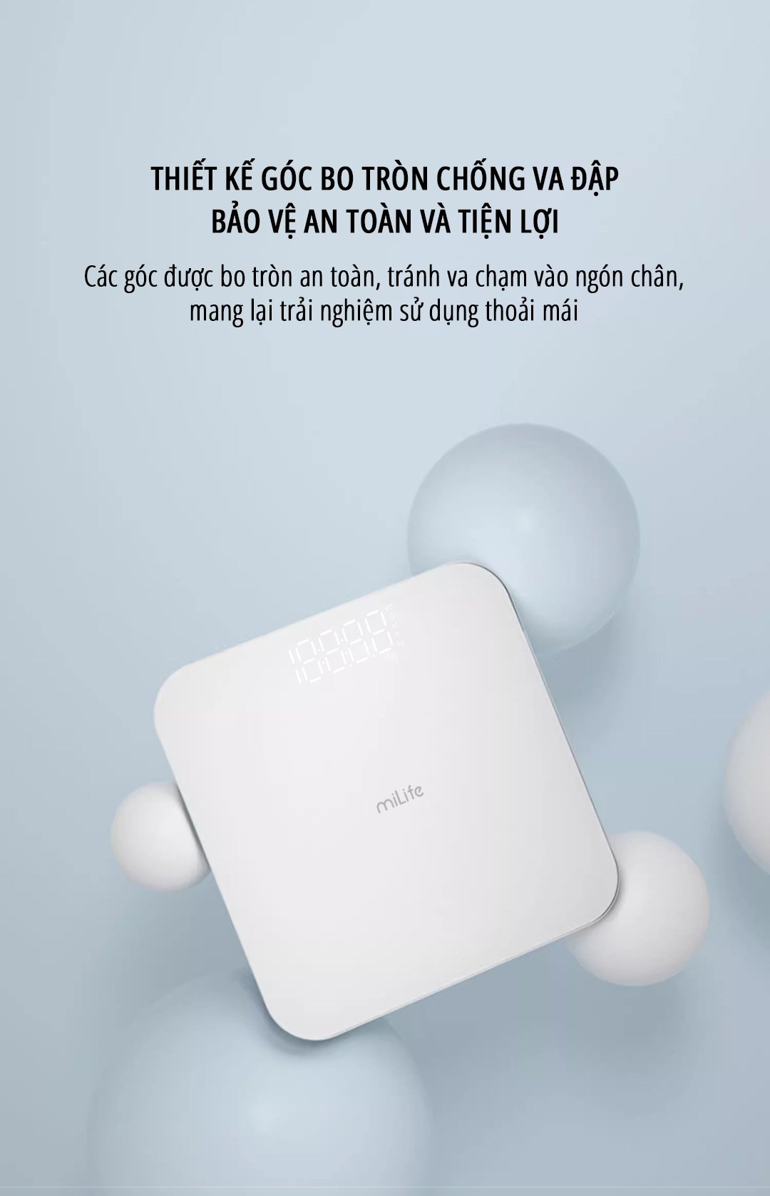 Cân điện tử sức khỏe miLife S20 thiết kế an toàn