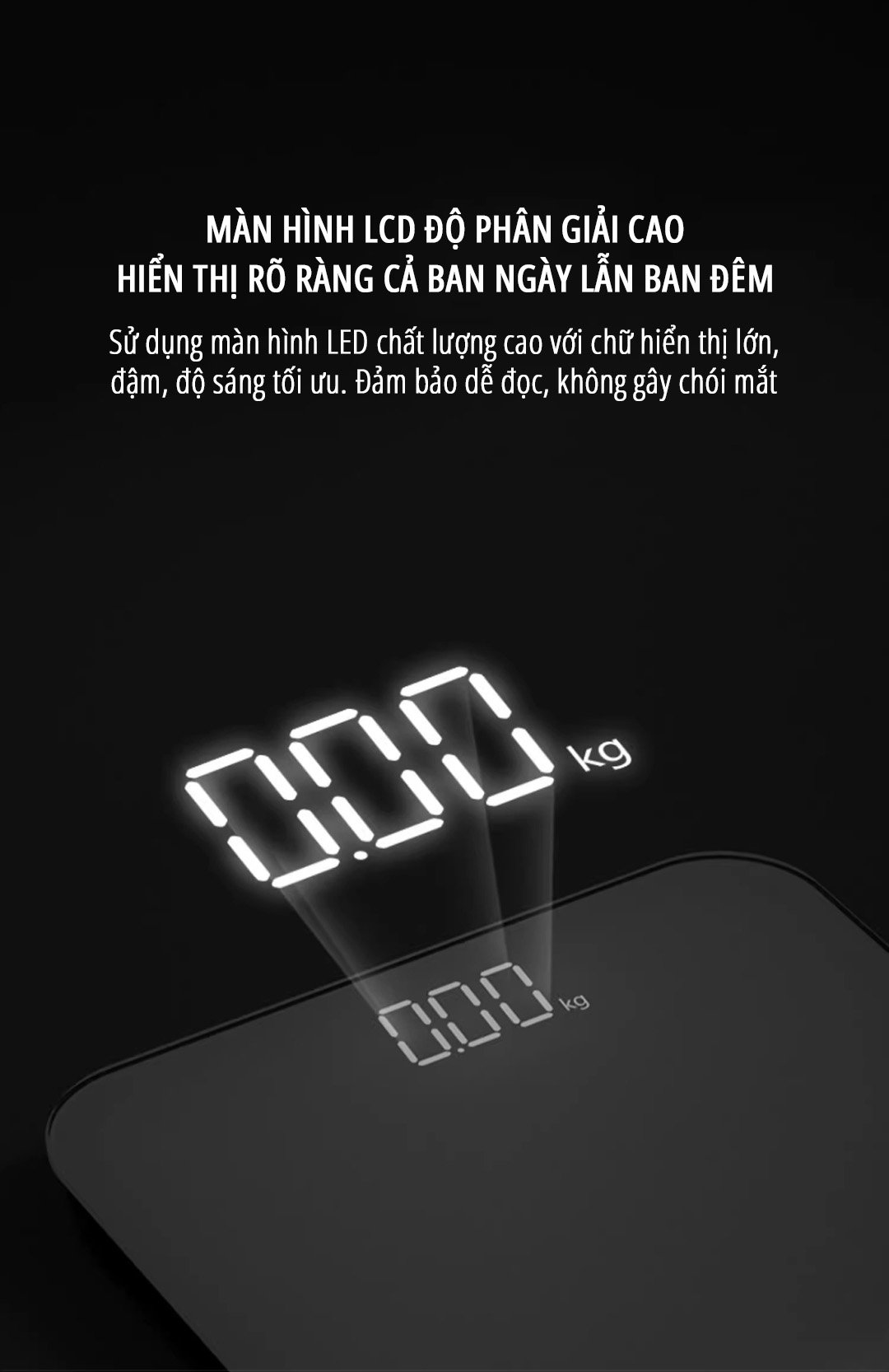 Cân điện tử sức khỏe miLife S20 hiển thị rõ ràng