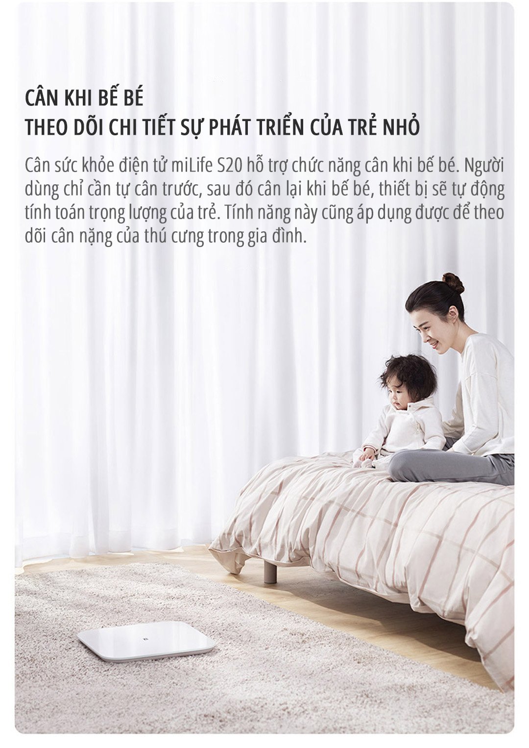 Cân điện tử sức khỏe miLife S20 theo dõi cân nặng trẻ em